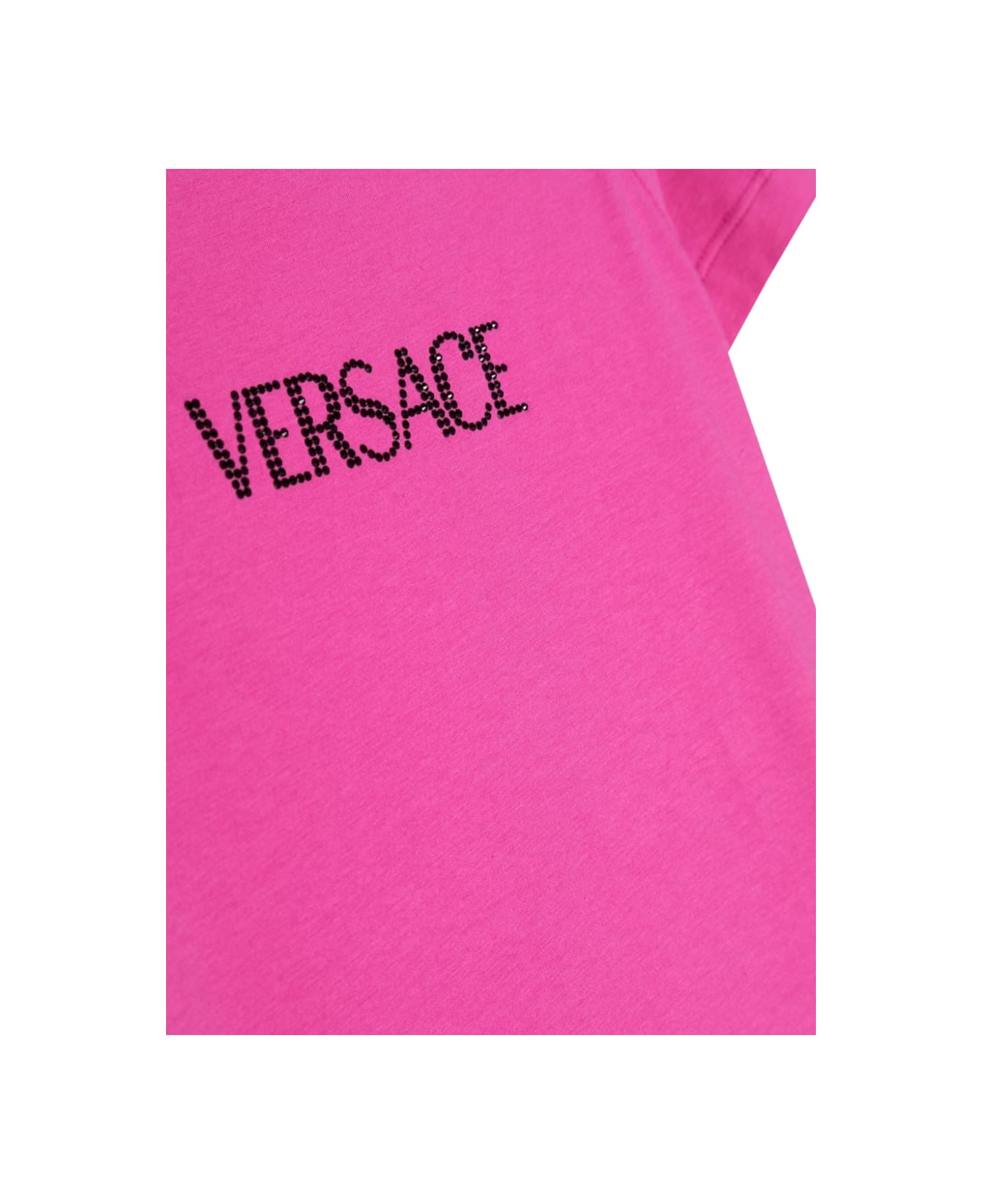 Versace Rhinestone Logo T-shirt - FUCHSIA