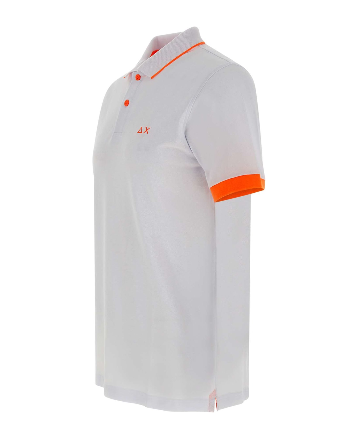 Sun 68 "small Stripe" Cotton Polo Shirt - WHITE