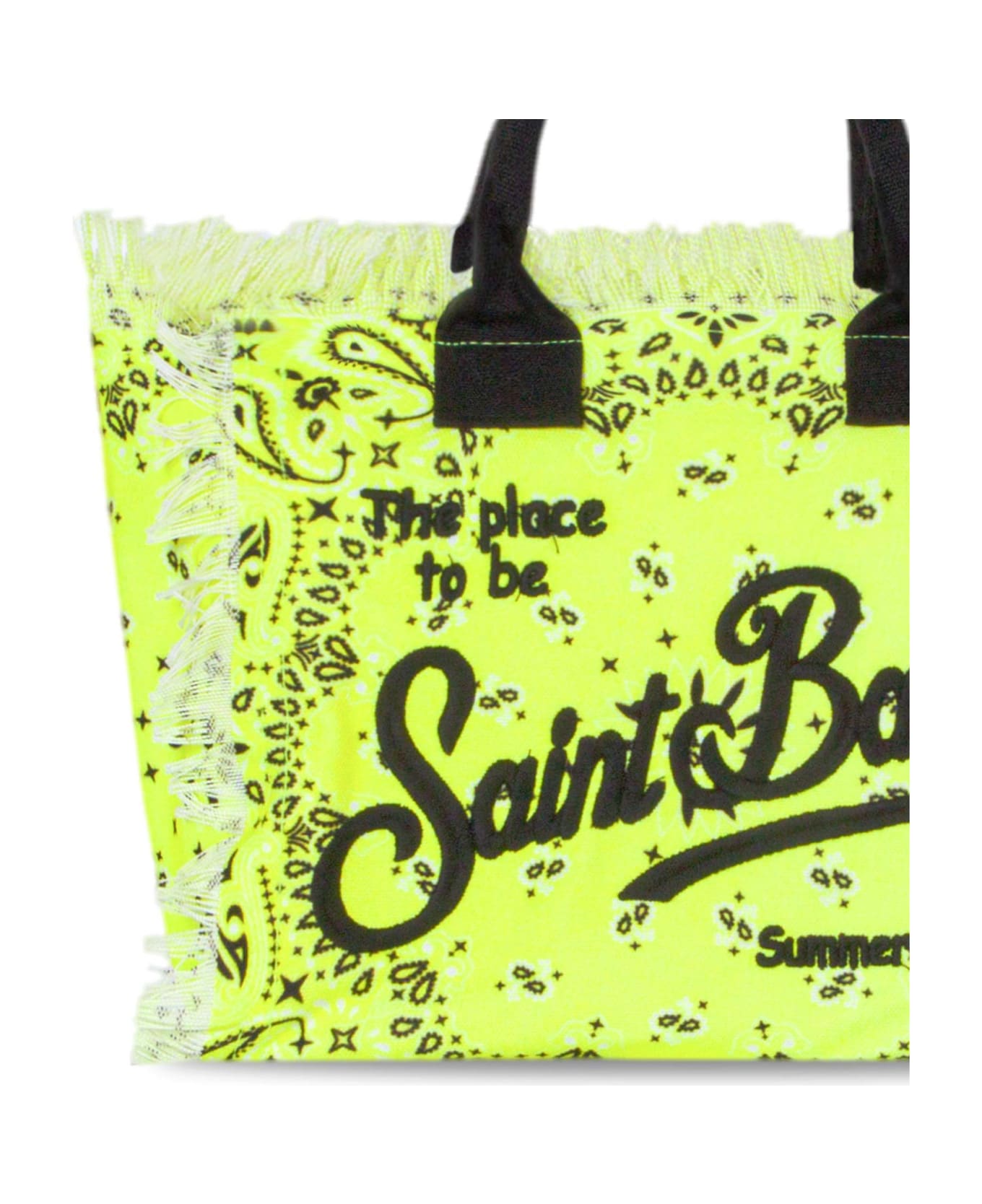 MC2 Saint Barth Vanity Canvas Shoulder Bag With Fluo Yellow Bandanna Print - YELLOW