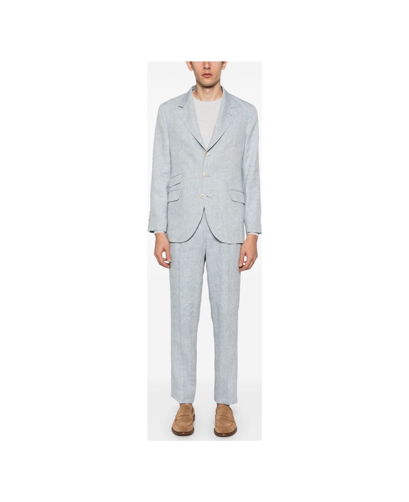 Brunello Cucinelli Linen Single-breasted Suit - Grey