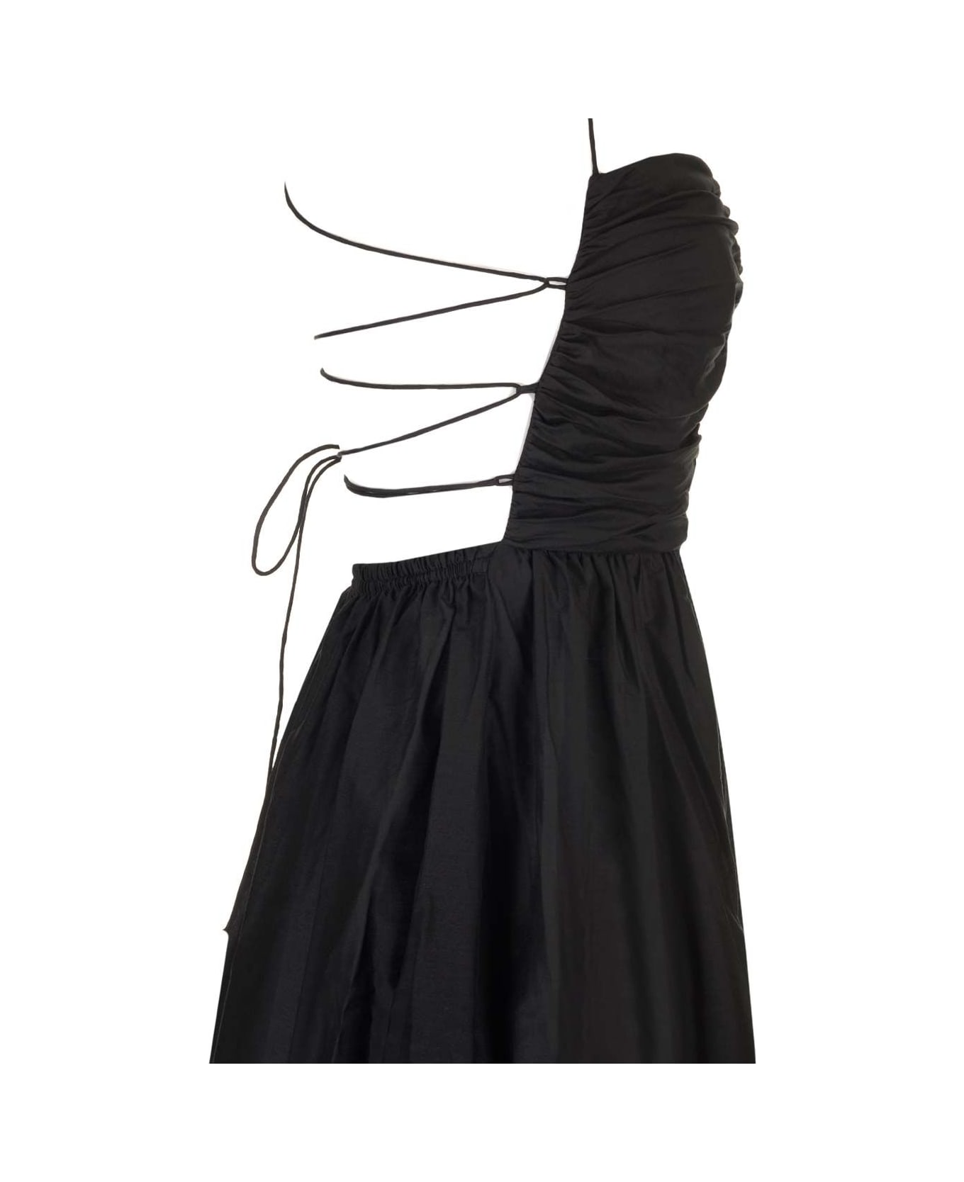 MATTEAU Gathered Lace-up Dress - Black