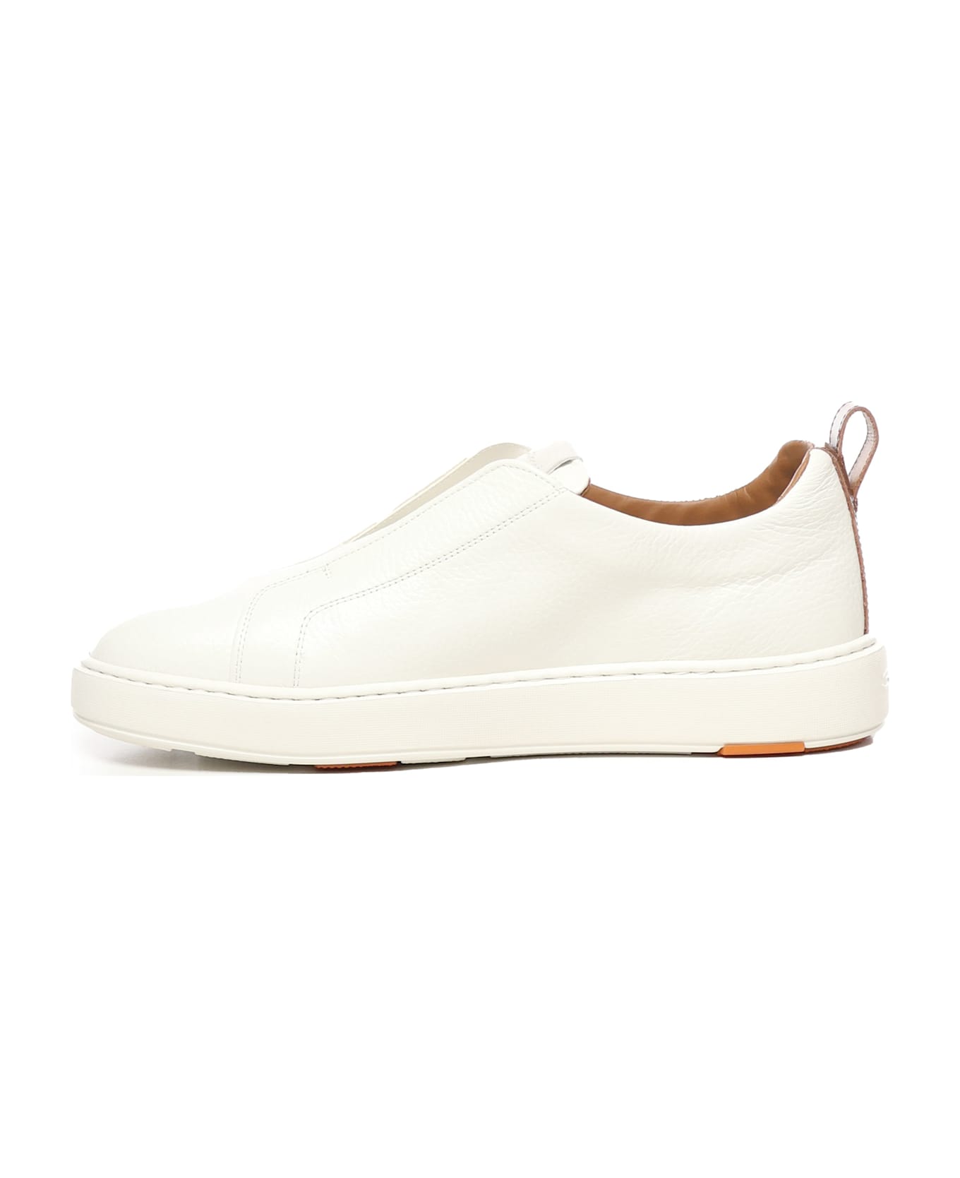Santoni Leather Slip-on Sneakers - White