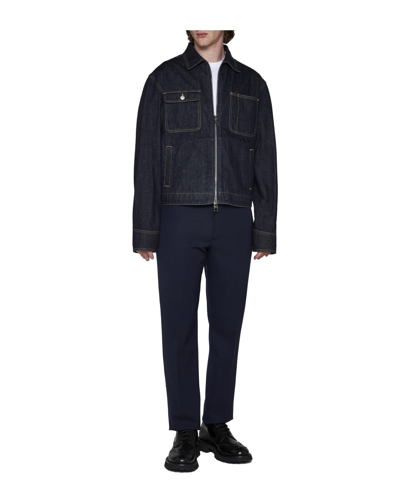 Alexander McQueen Zip-up Denim Jacket - Indigo