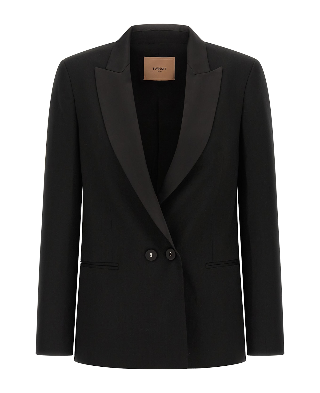 TwinSet Satin Lapel Blazer - Black  