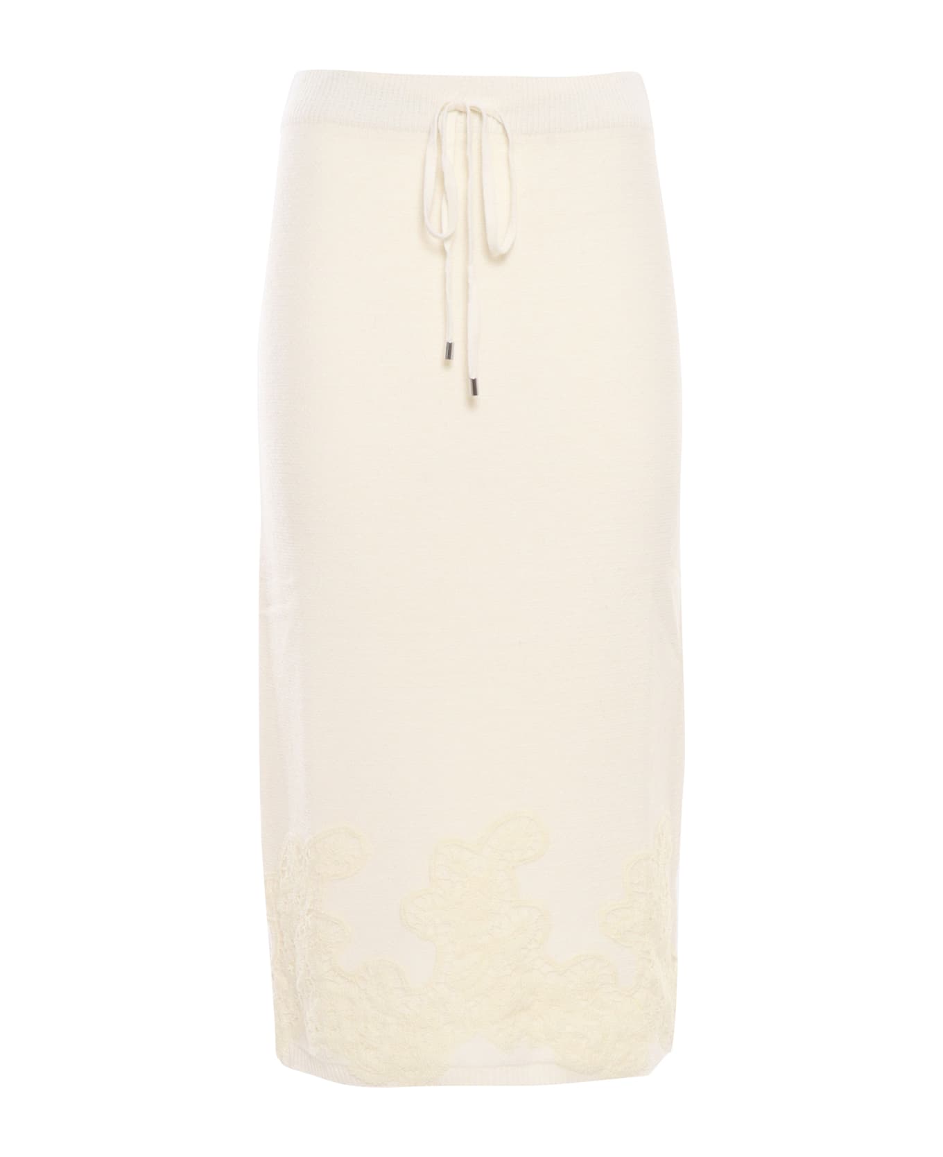 Ermanno Ermanno Scervino Knitted Skirt With Embroidery - WHITE