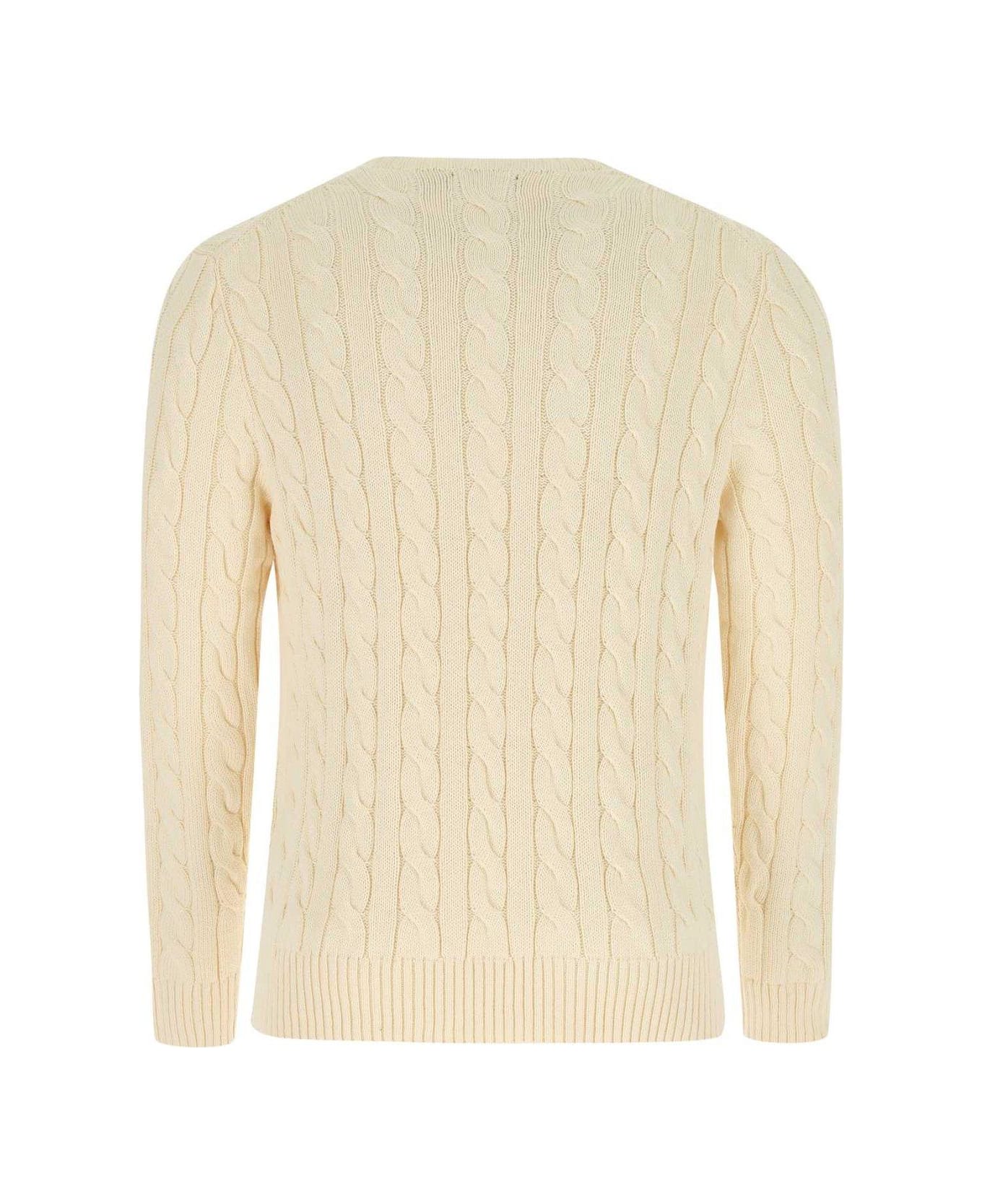 Polo Ralph Lauren Logo Embroidered Cable Knitted Jumper - Andover Cream