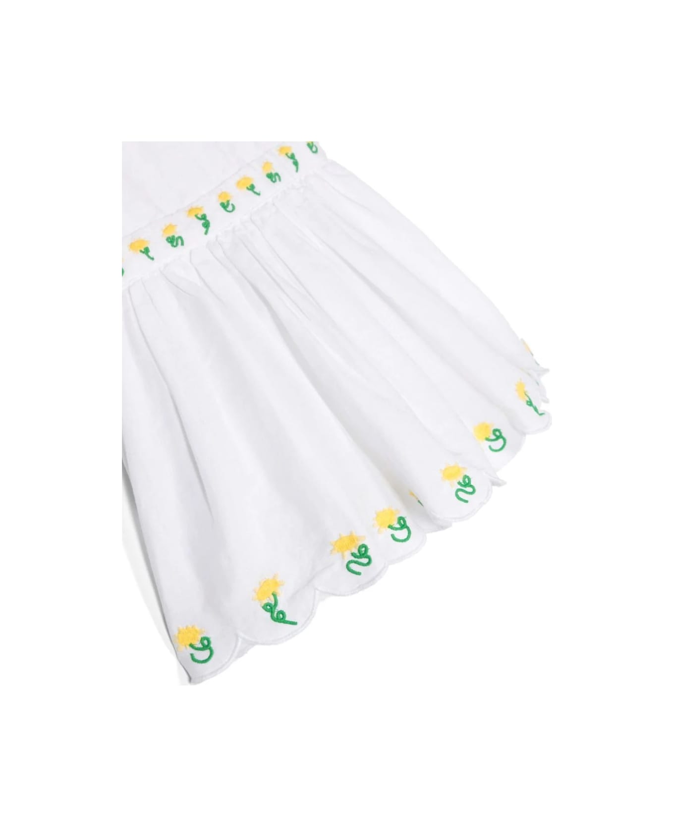 Stella McCartney Kids White Dress With Flower Embroidery - White ワンピース＆ドレス