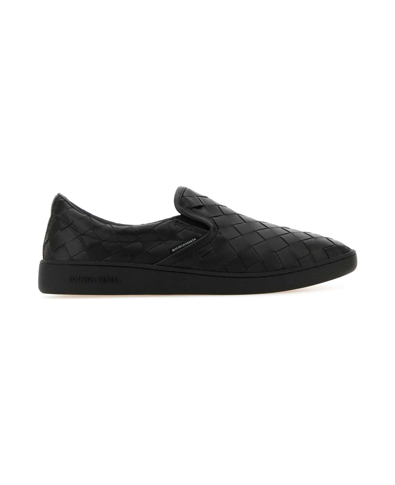 Bottega Veneta Black Leather Sawyer Slip Ons - BLK