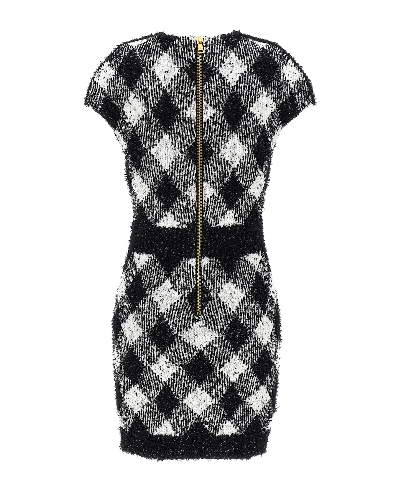 Balmain Vichy Tweed Dress - White/Black