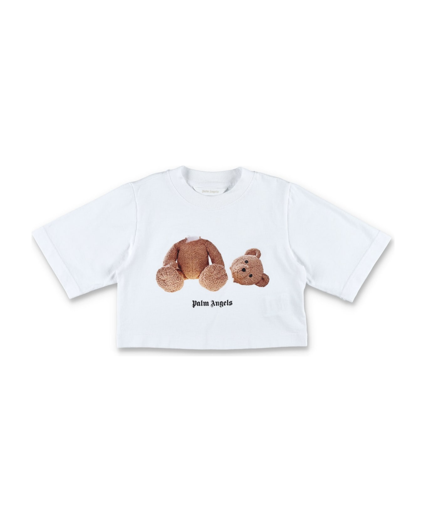 Palm Angels Pa Bear Cropped T-shirt - WHITE