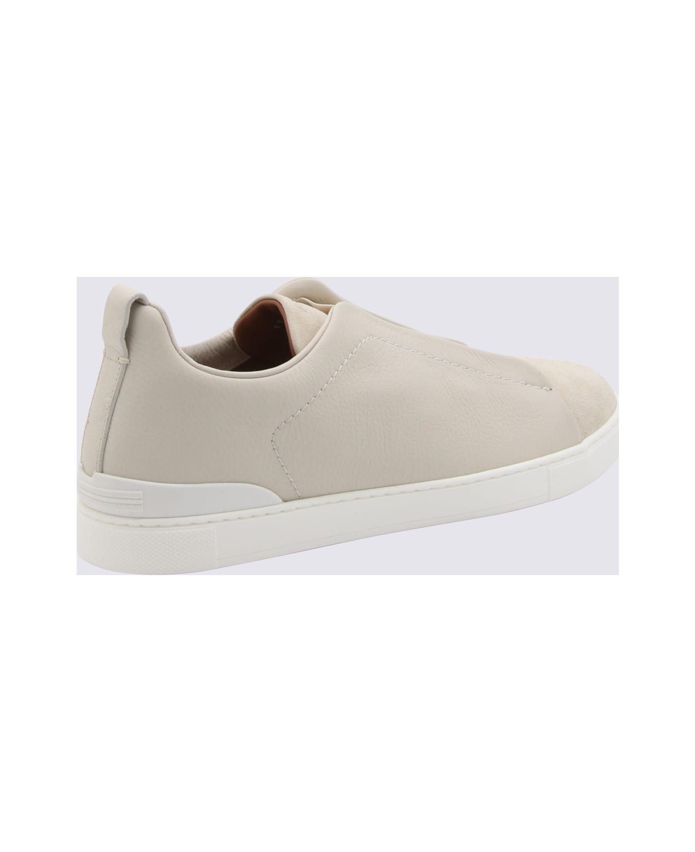 Zegna White Leather Slip On Sneakers - White スニーカー