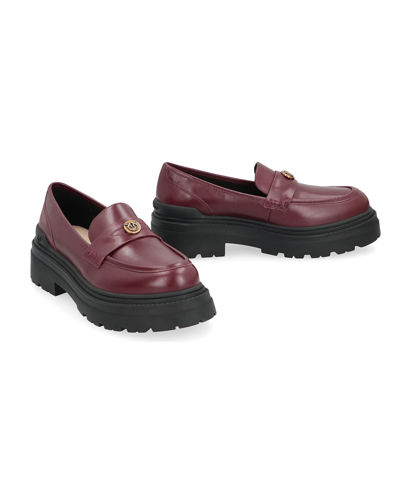 Pinko Mia Leather Loafers - Burgundy