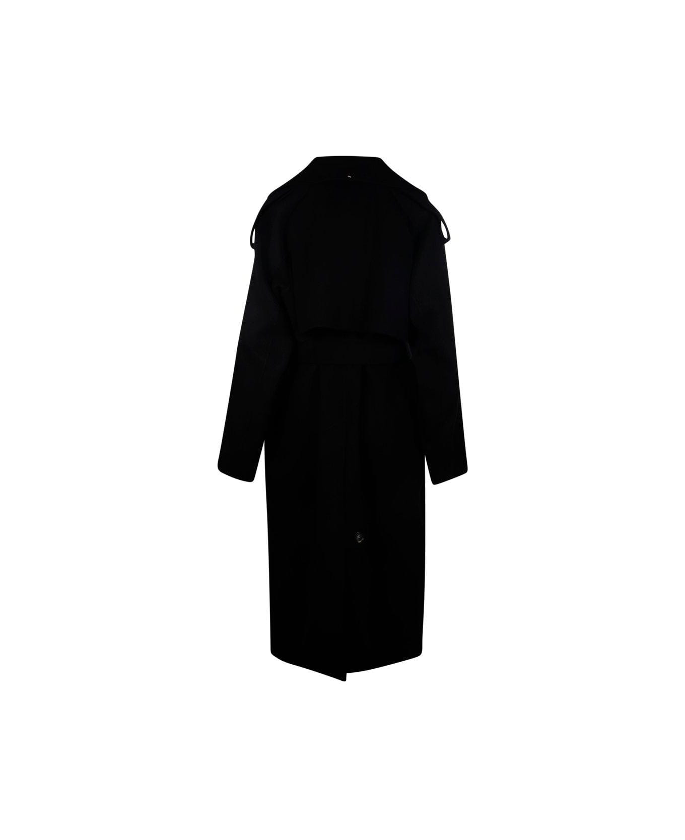 SportMax Belted Long-sleeved Coat - Black