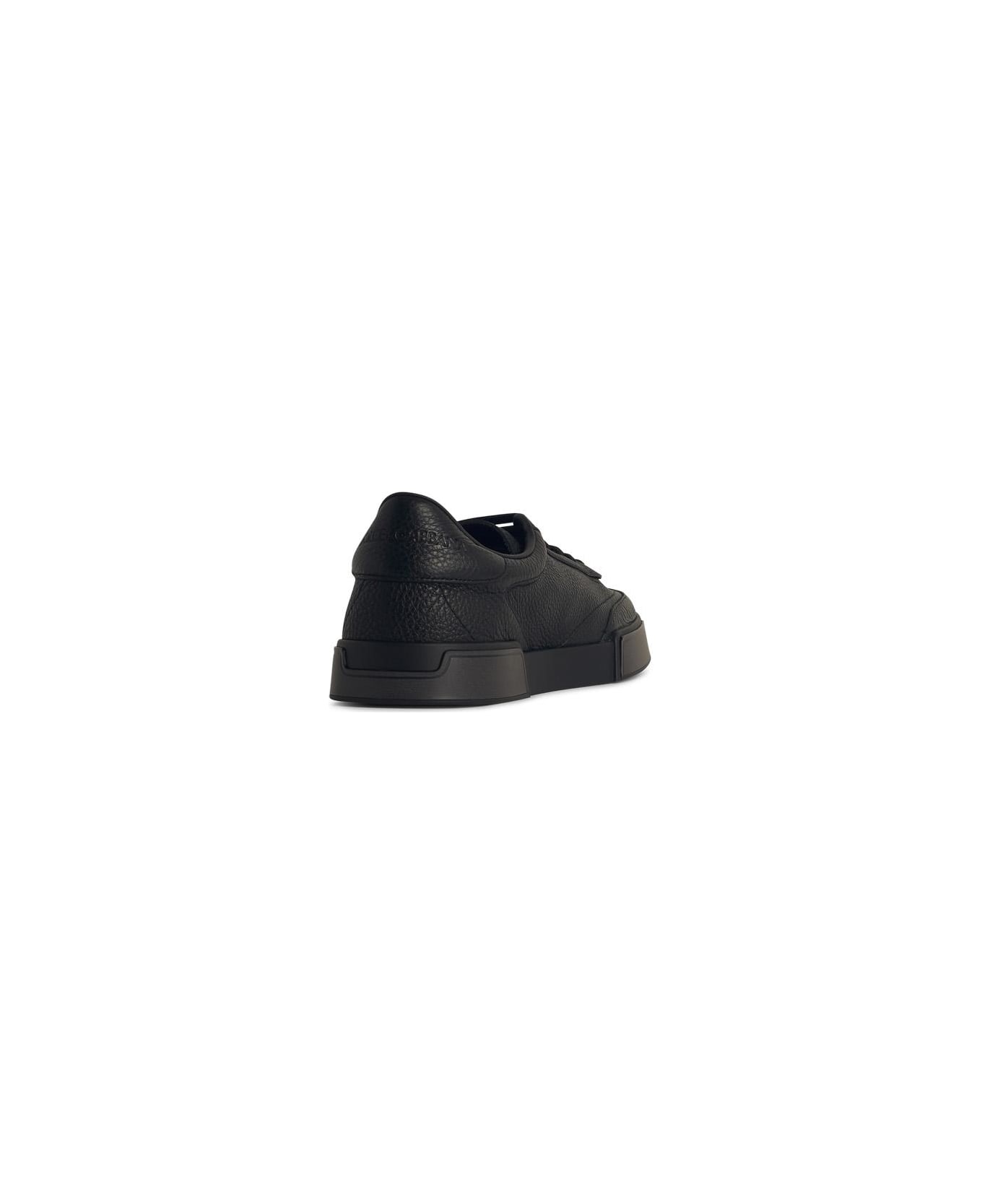 Dolce & Gabbana 'portofino' Black Leather Sneakers - Black