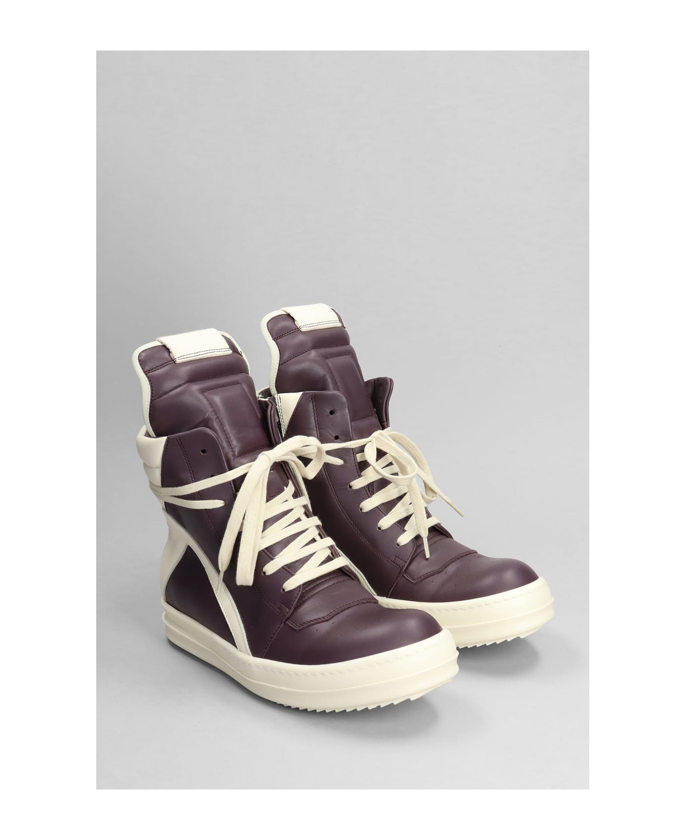 Rick Owens Geobasket Sneakers In Viola Leather - AMETISTA/MILK/MILK