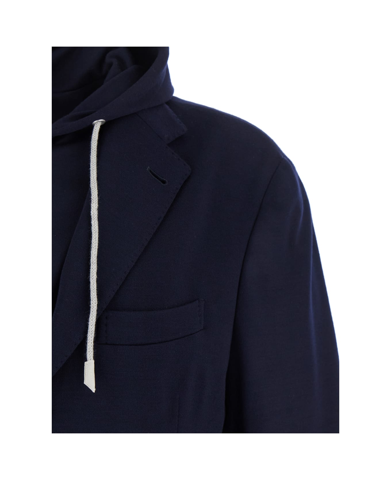 Eleventy Blue Jacket With Hood And Bib In Wool Man - Blu