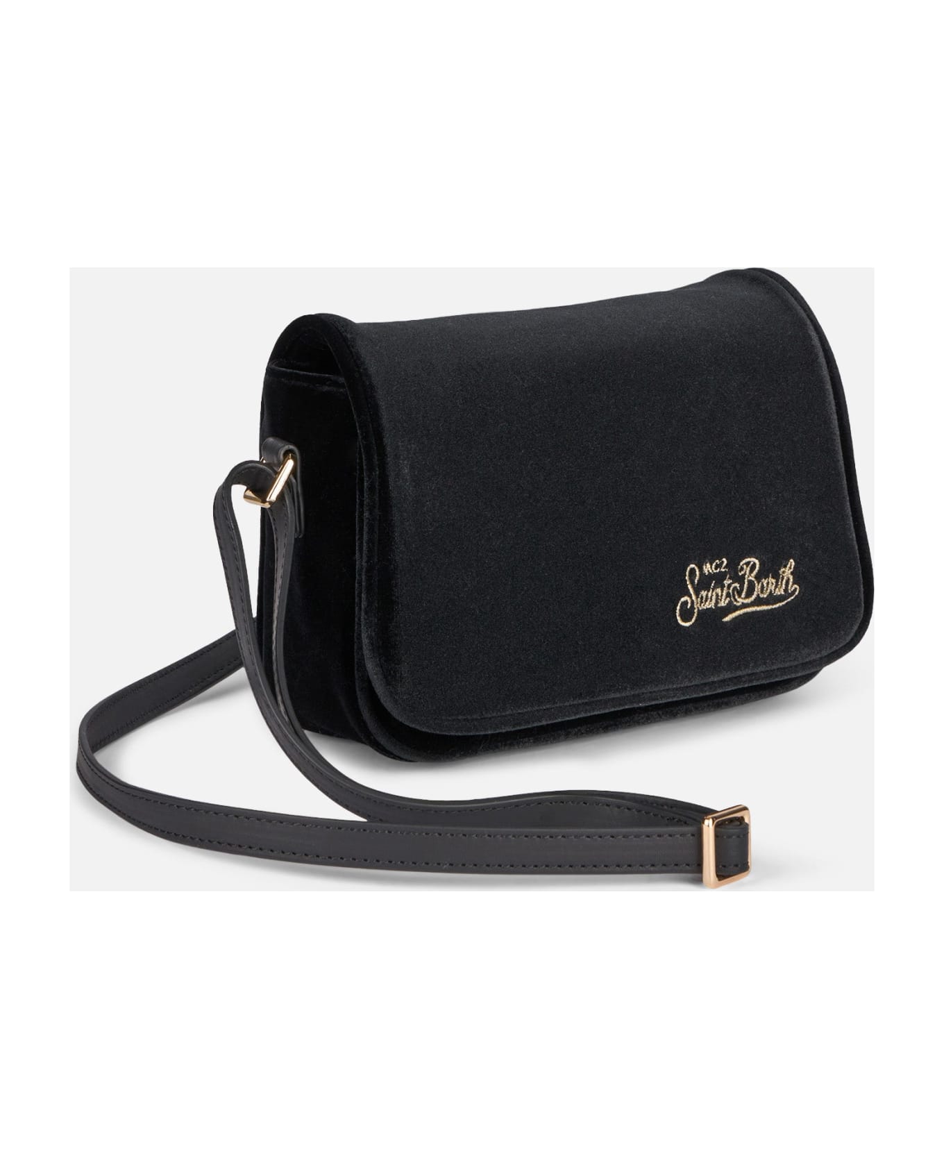 MC2 Saint Barth Black Velvet Flap Cross-body Bag - BLACK