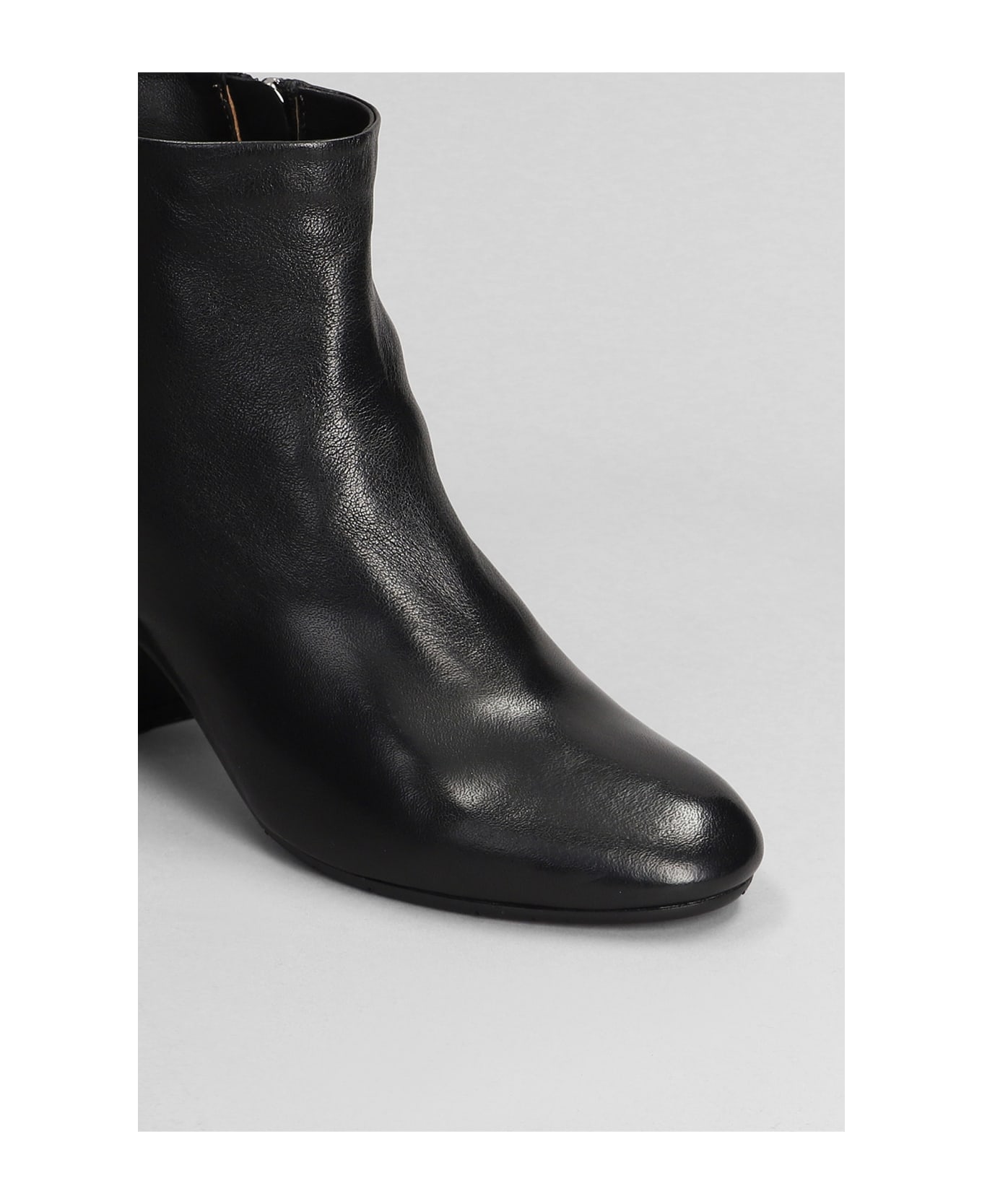 Julie Dee High Heels Ankle Boots In Black Leather - black