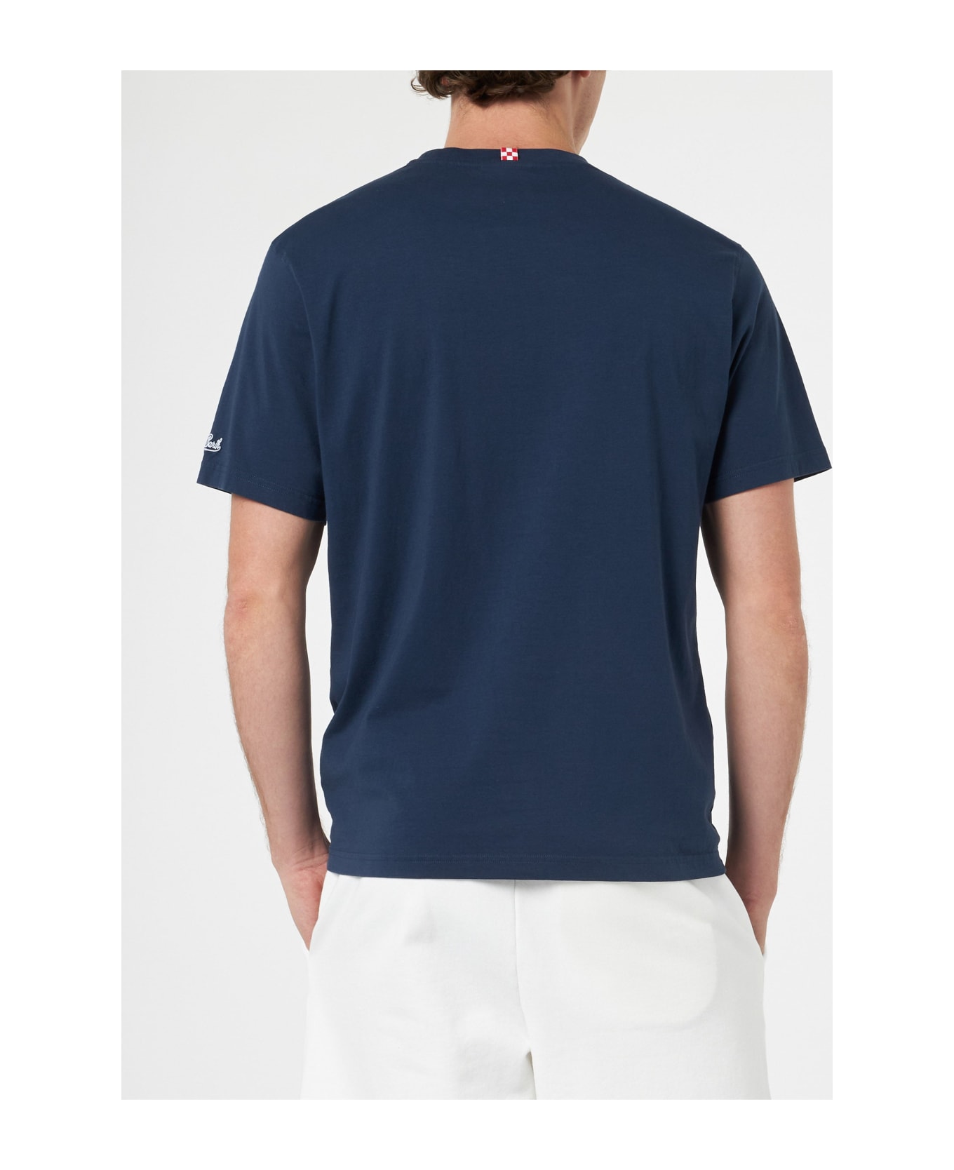 MC2 Saint Barth Man Classic Fit Cotton Jersey T-shirt Portofino With Mi Girano Le Palline Embroidery | Insulti Luminosi Special Edition - BLUE