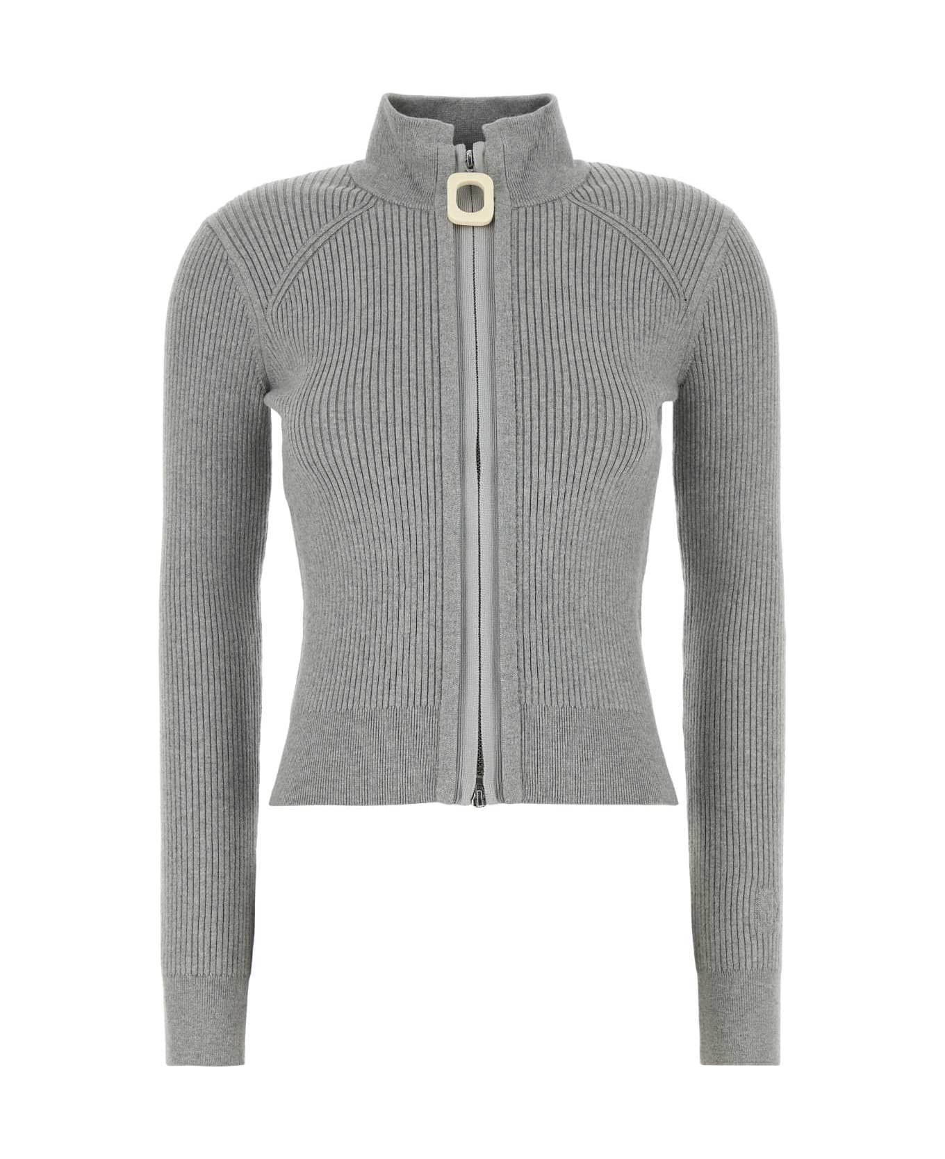 J.W. Anderson Grey Stretch Cotton Blend Cardigan - LIGHTGREYMELANGE