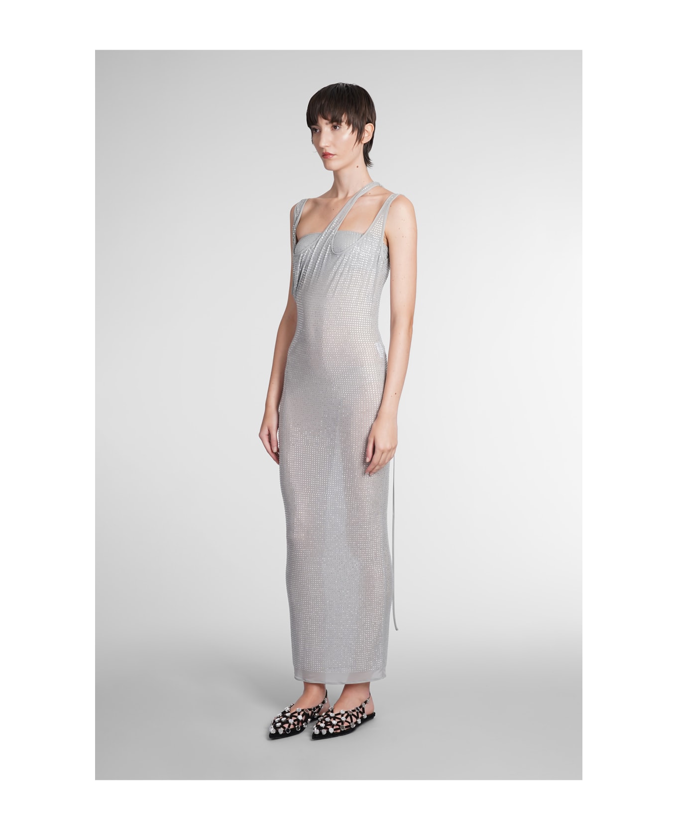 The Attico Dress In Silver Polyamide Polyester - silver