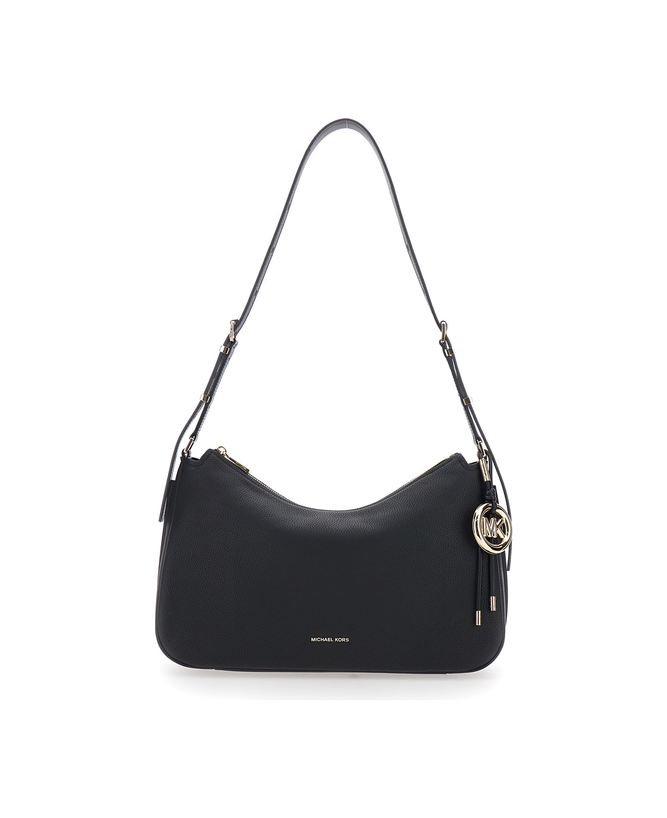 MICHAEL Michael Kors 'nolita Medium' Black Shoulder Bag With Logo Charm And Adjustable Shoulder Strap In Leather Woman - Black