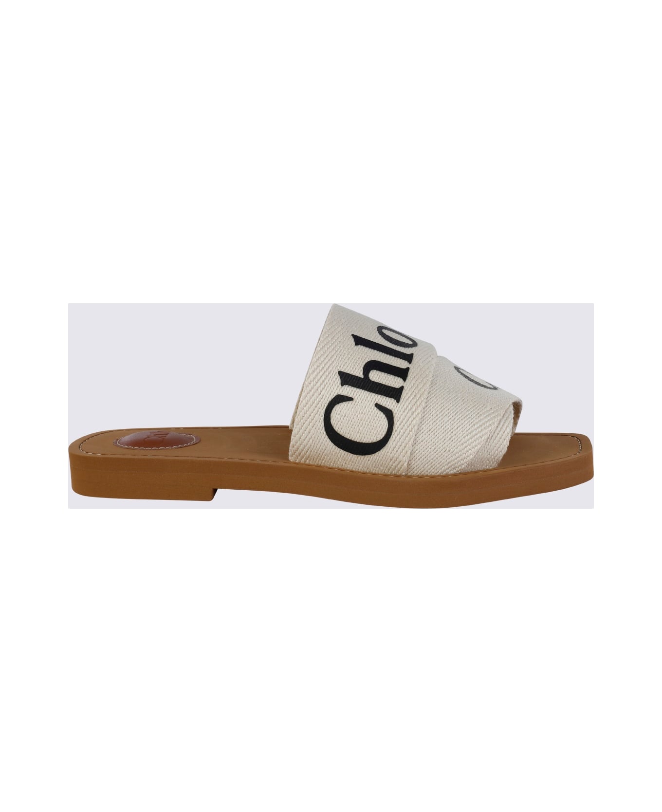Chloé White Canvas Woody Flats - White