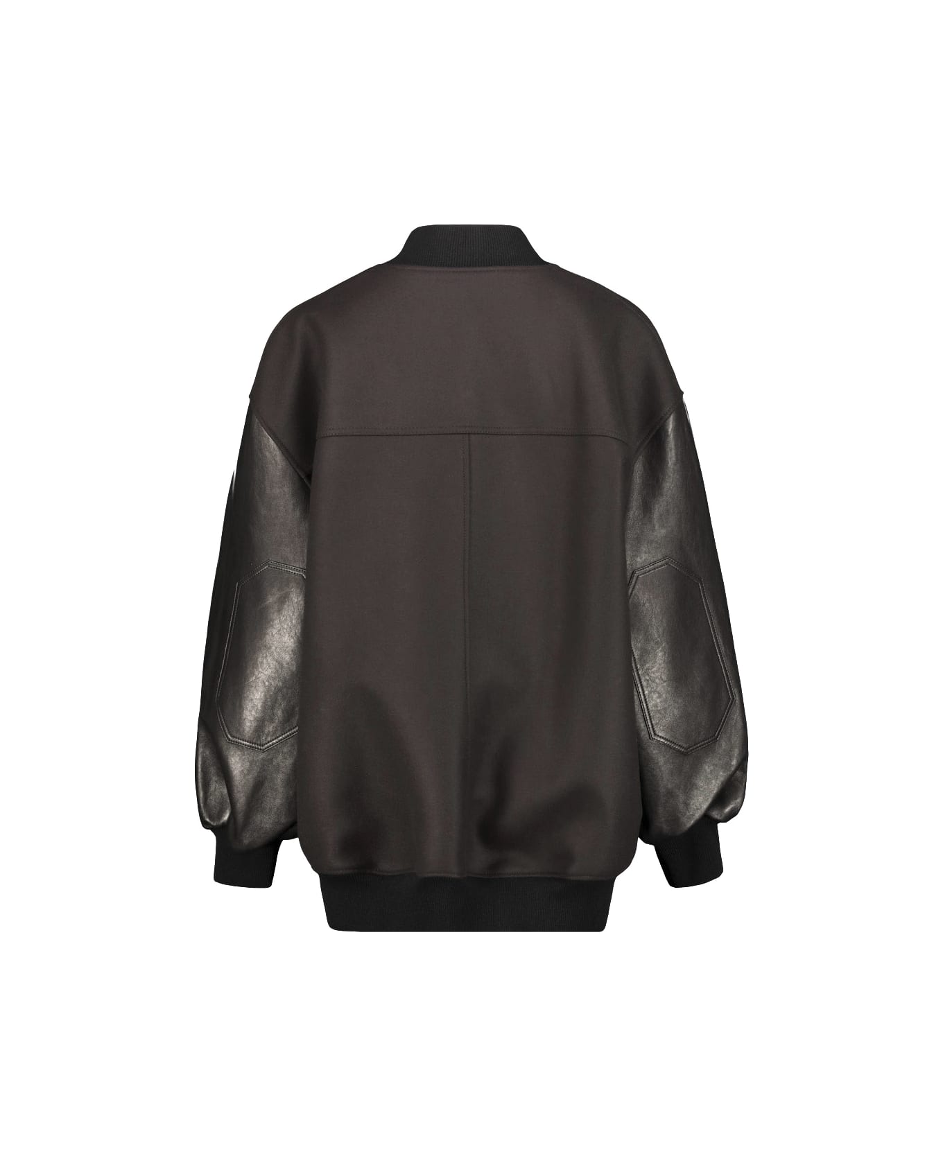 Khaite Varsity Jacket Leather Combo - Dark Brown