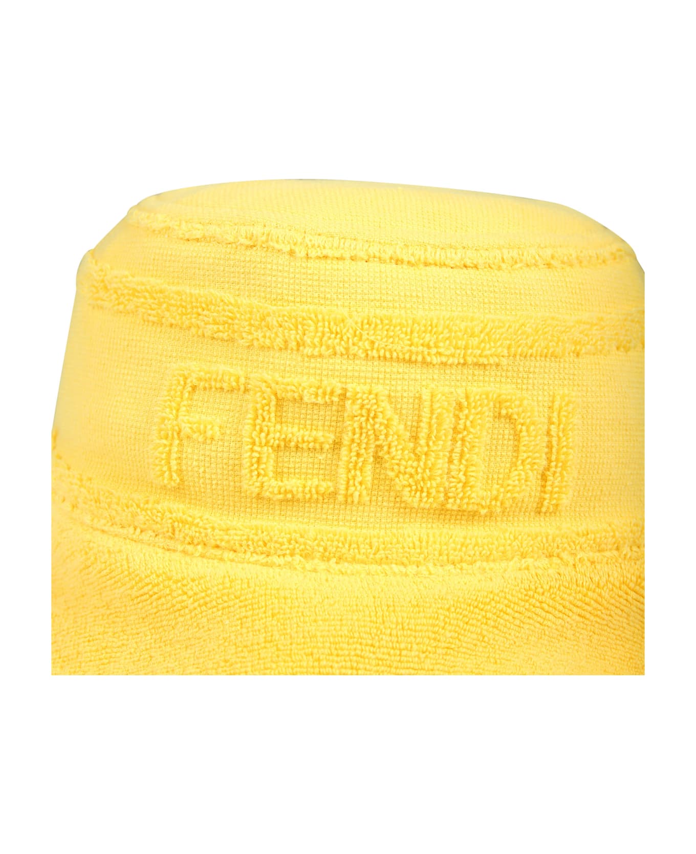 Fendi Yellow Cloche For Kids With Fendi Logo - Yellow