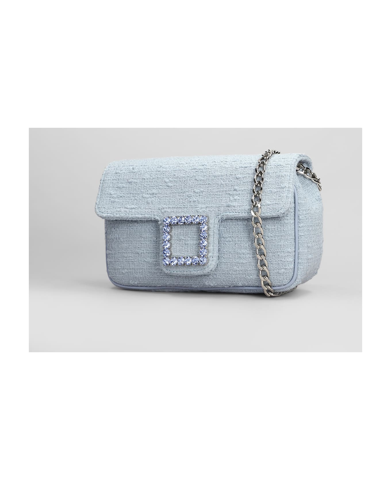 Roberto Festa Lunette Shoulder Bag In Cyan Fabric - cyan