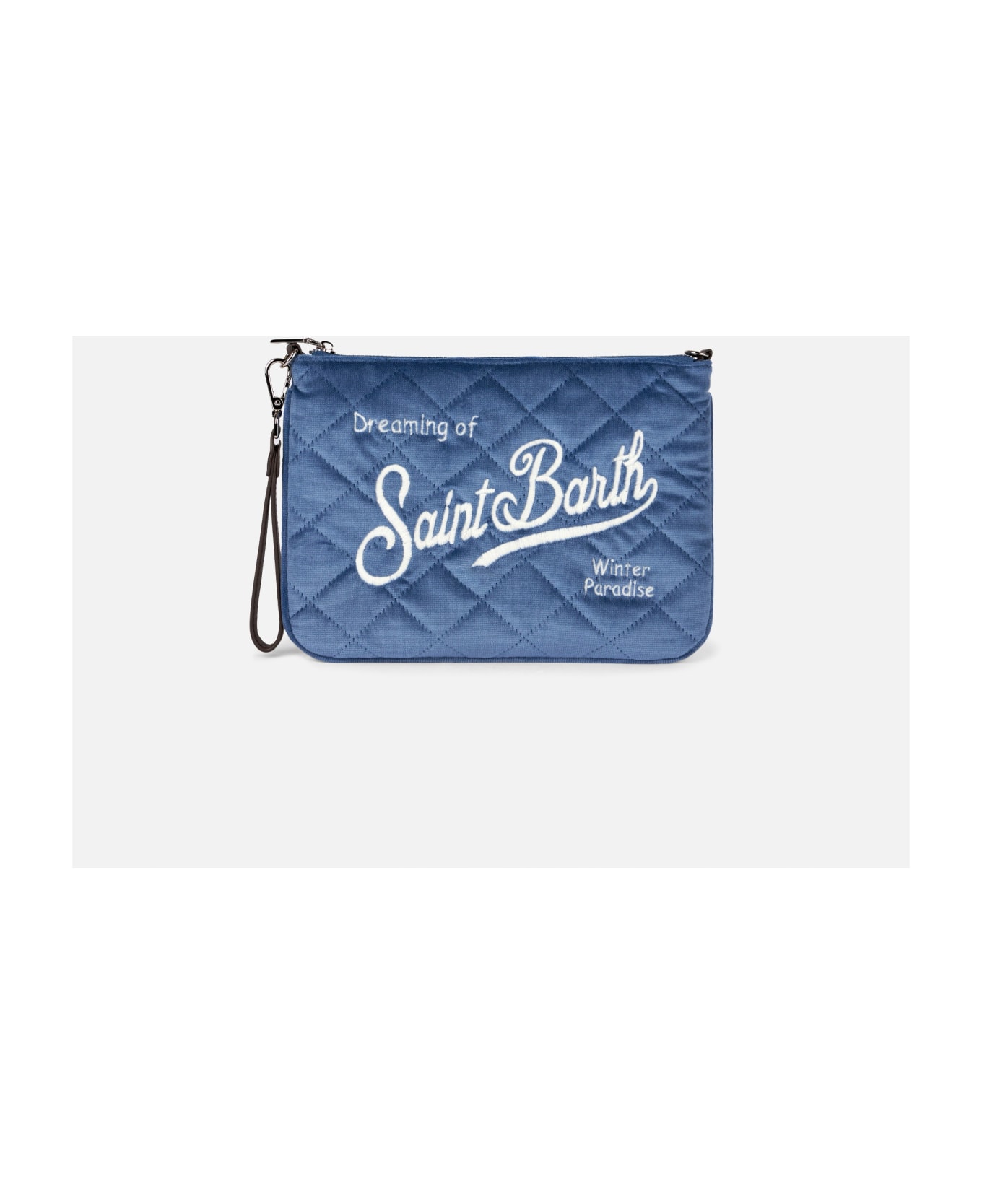 MC2 Saint Barth Light Blue Velvet Quilt Cross-body Pouch Bag Parisienne - SKY