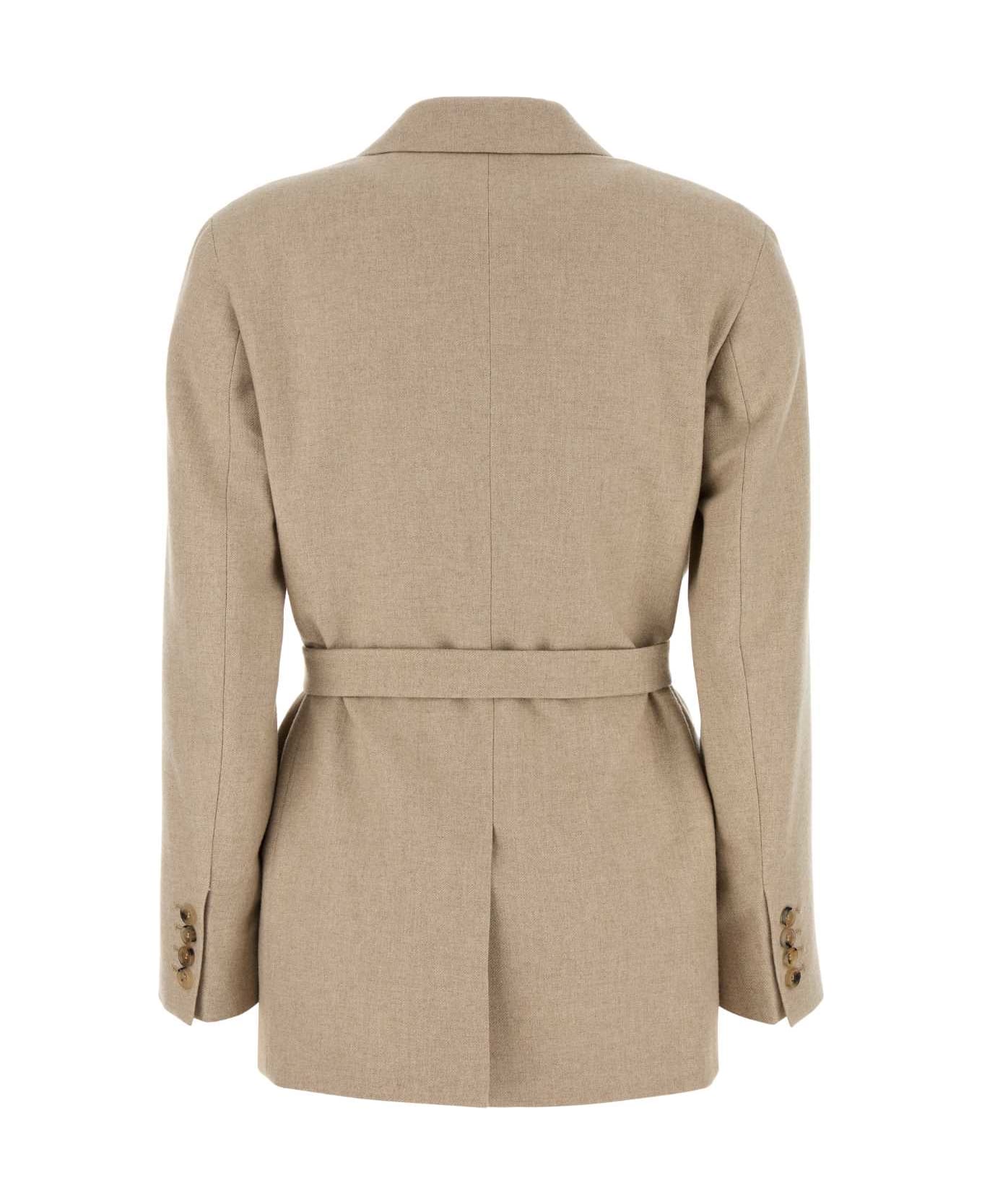 Max Mara Cappuccino Wool Blend Randers Blazer - ALBINO