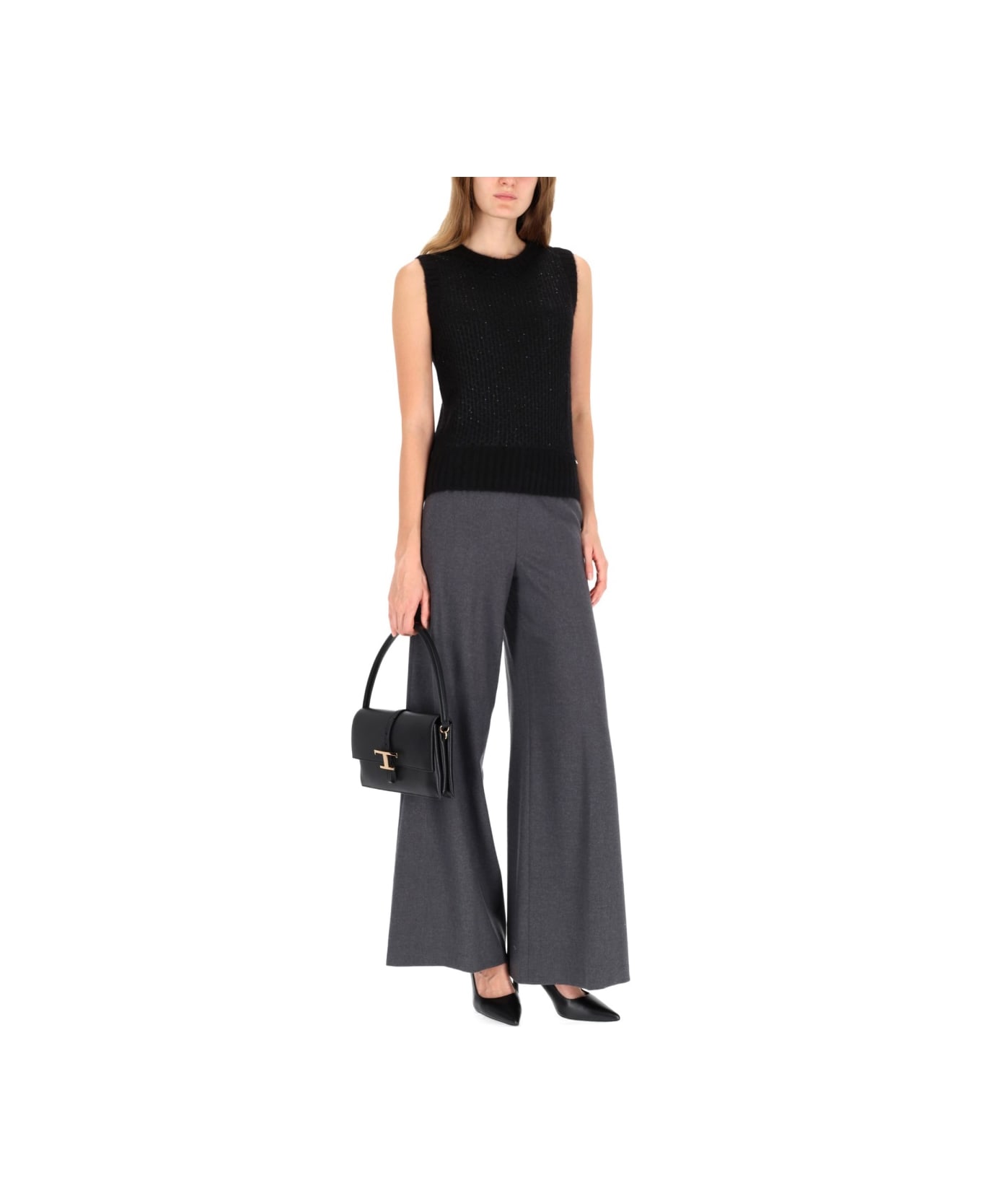 Herno Metallic Effect Sequined Vest - BLACK