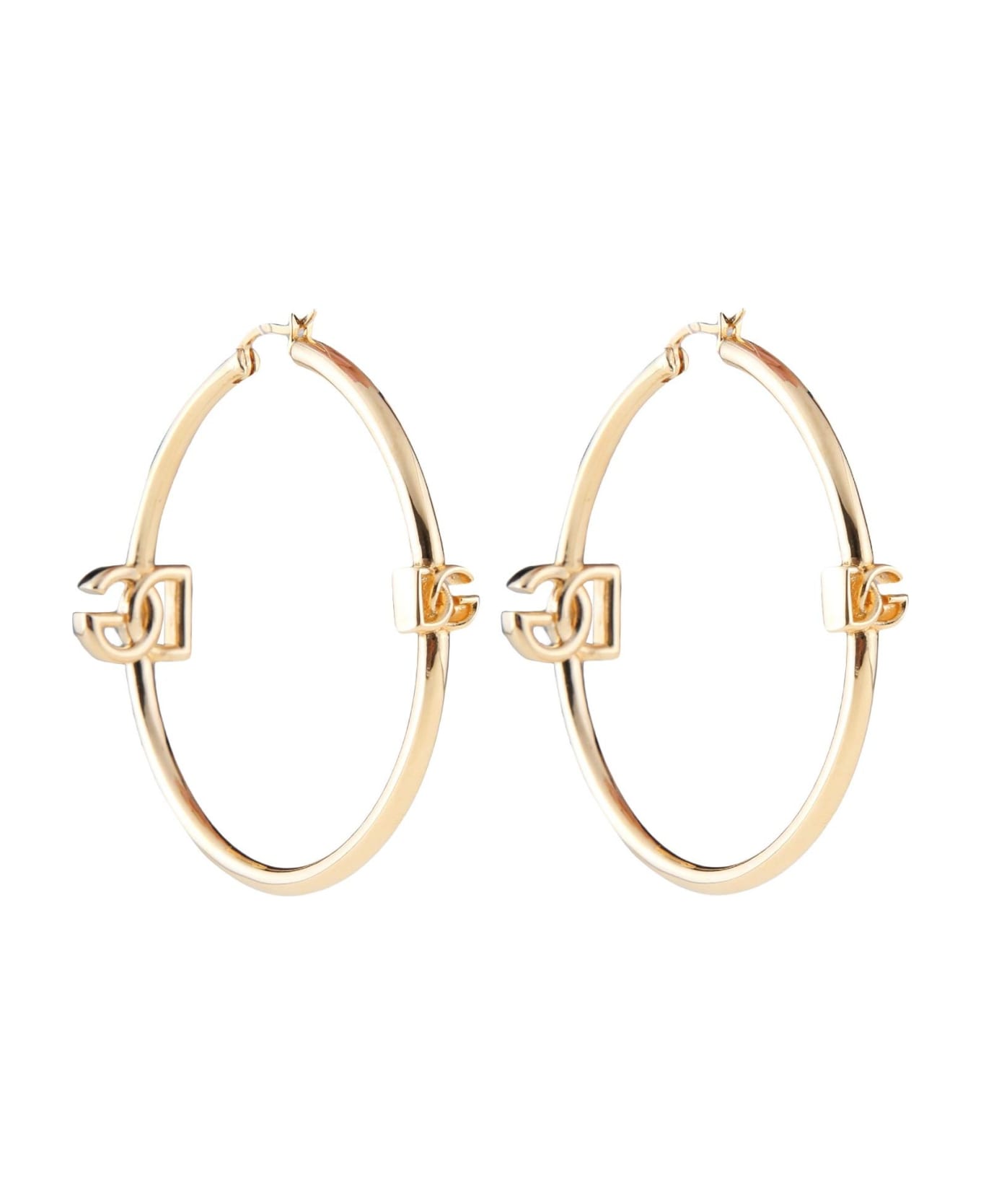 Dolce & Gabbana Creole Earring With Logo - Gold