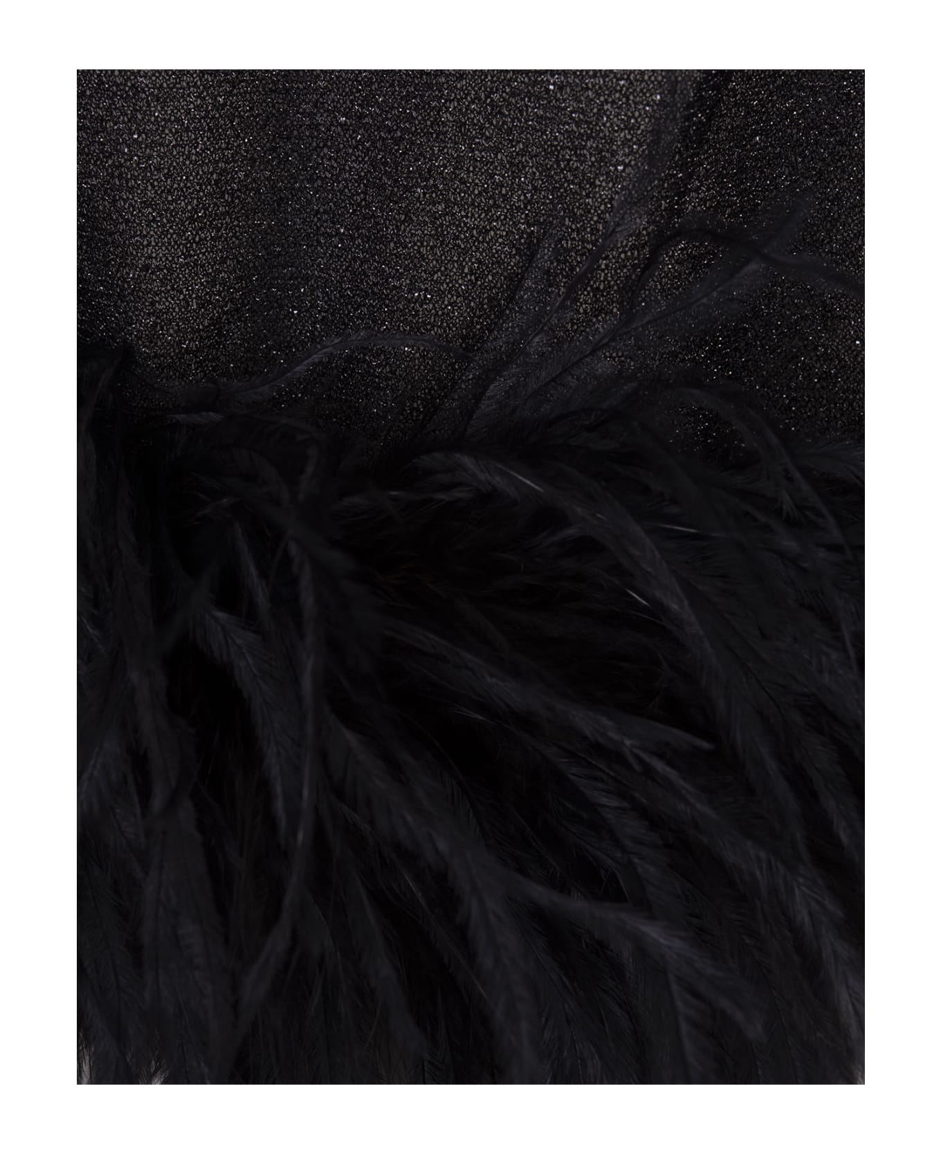 Oseree Black Lumiere Blouse With Feathers - Black