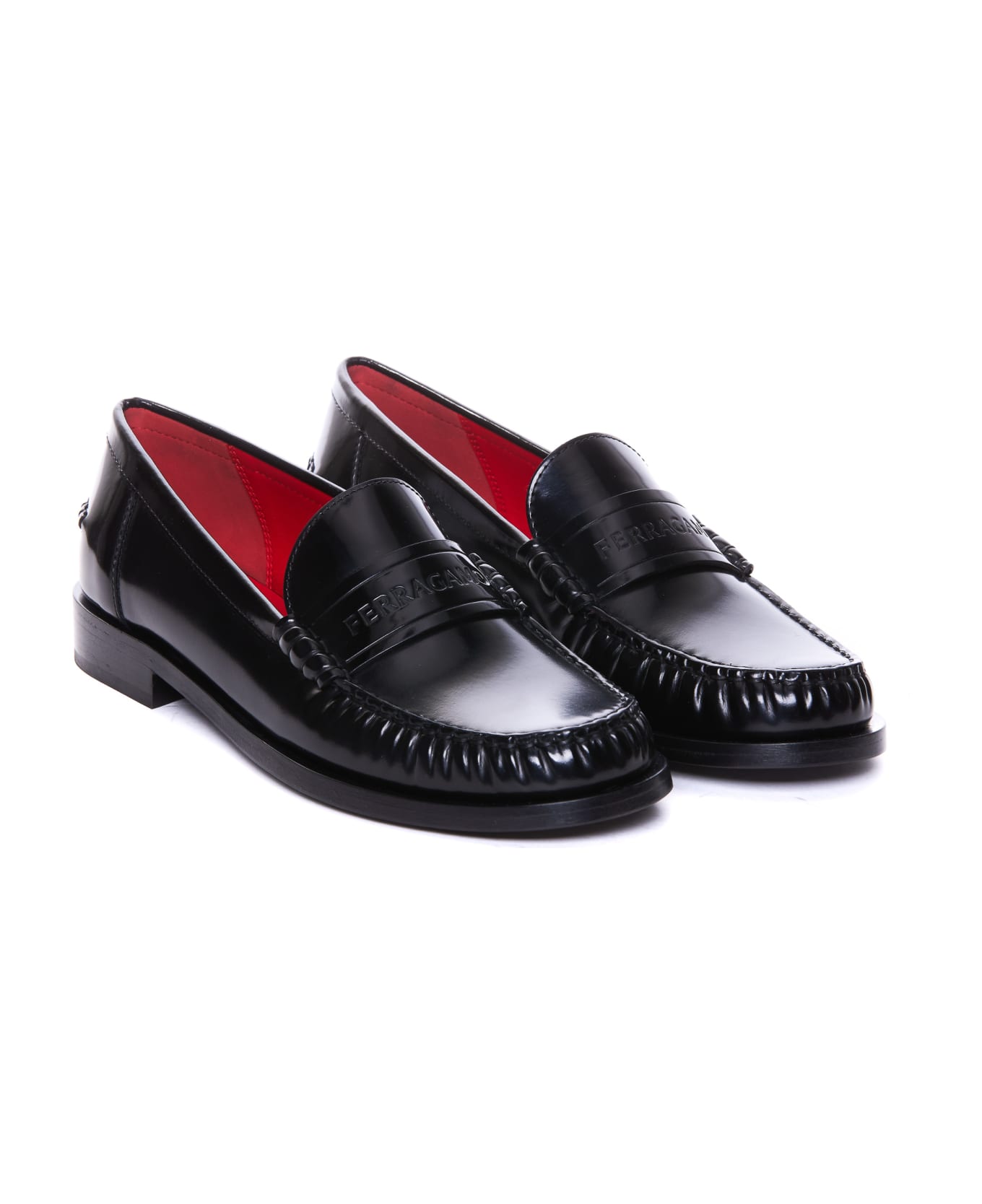 Ferragamo Irina Logo Loafers - Black フラットシューズ