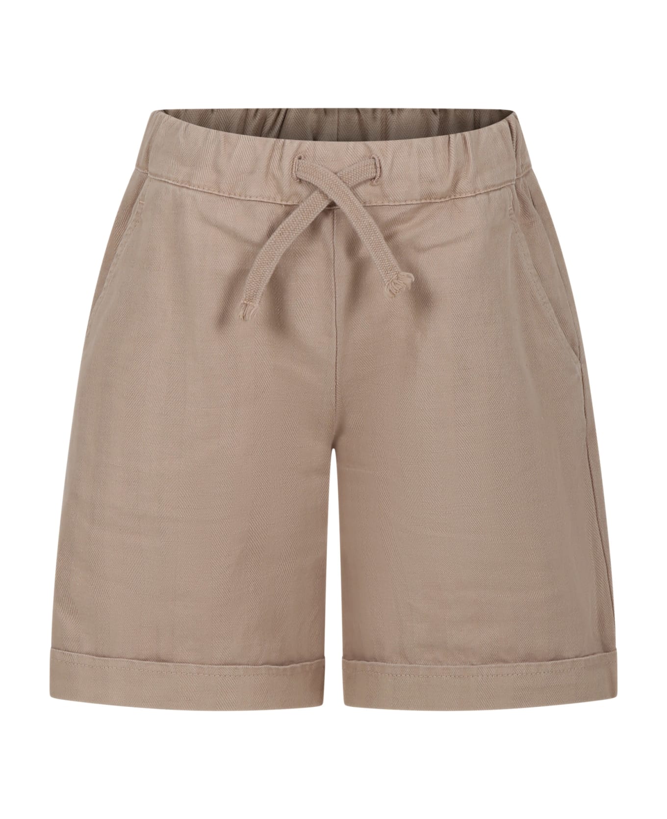 Dondup Beige Shorts For Boy With Logo - Brown