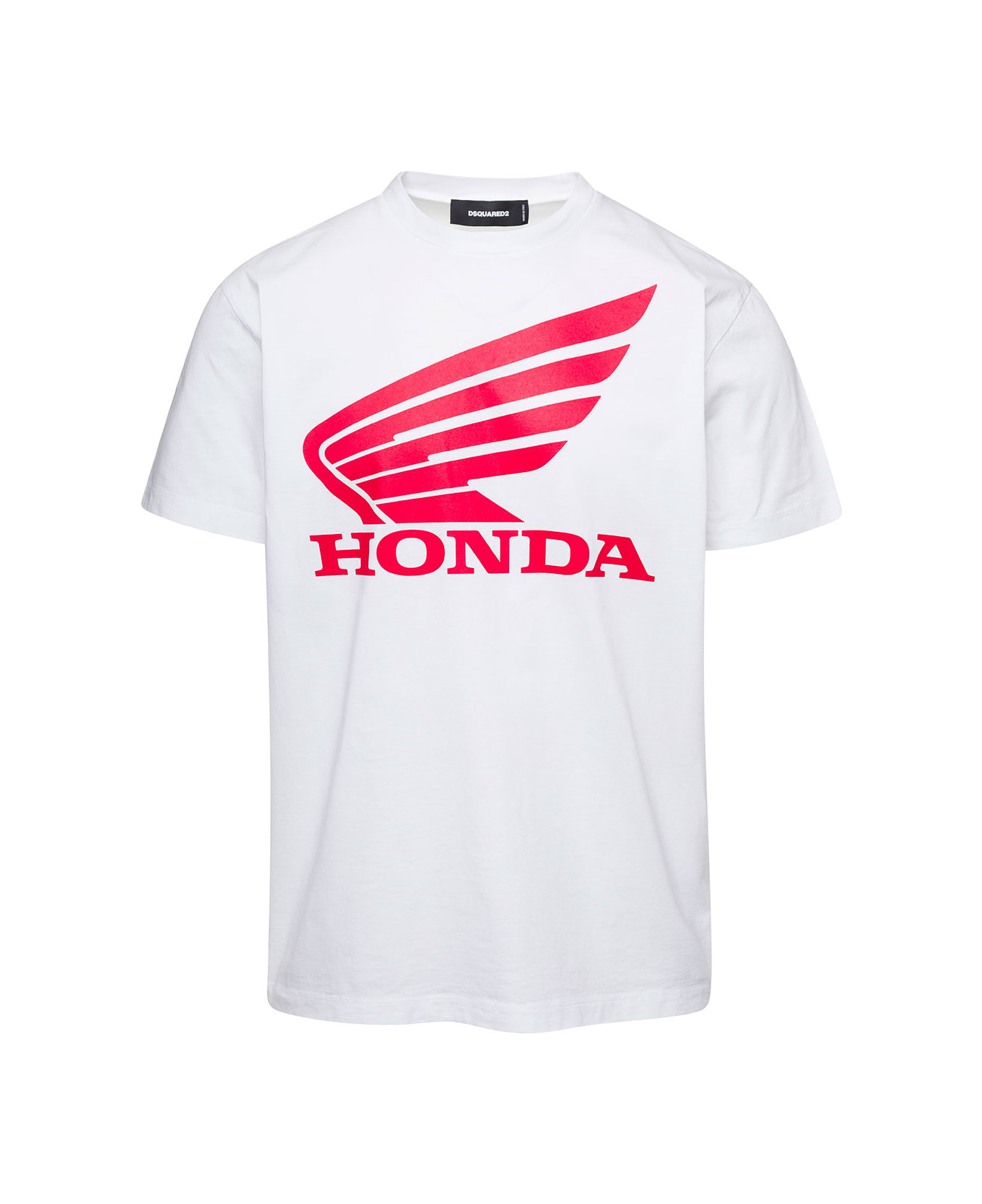 Dsquared2 White Honda T-shirt With Logo Print On The Chest In Cotton Man - White