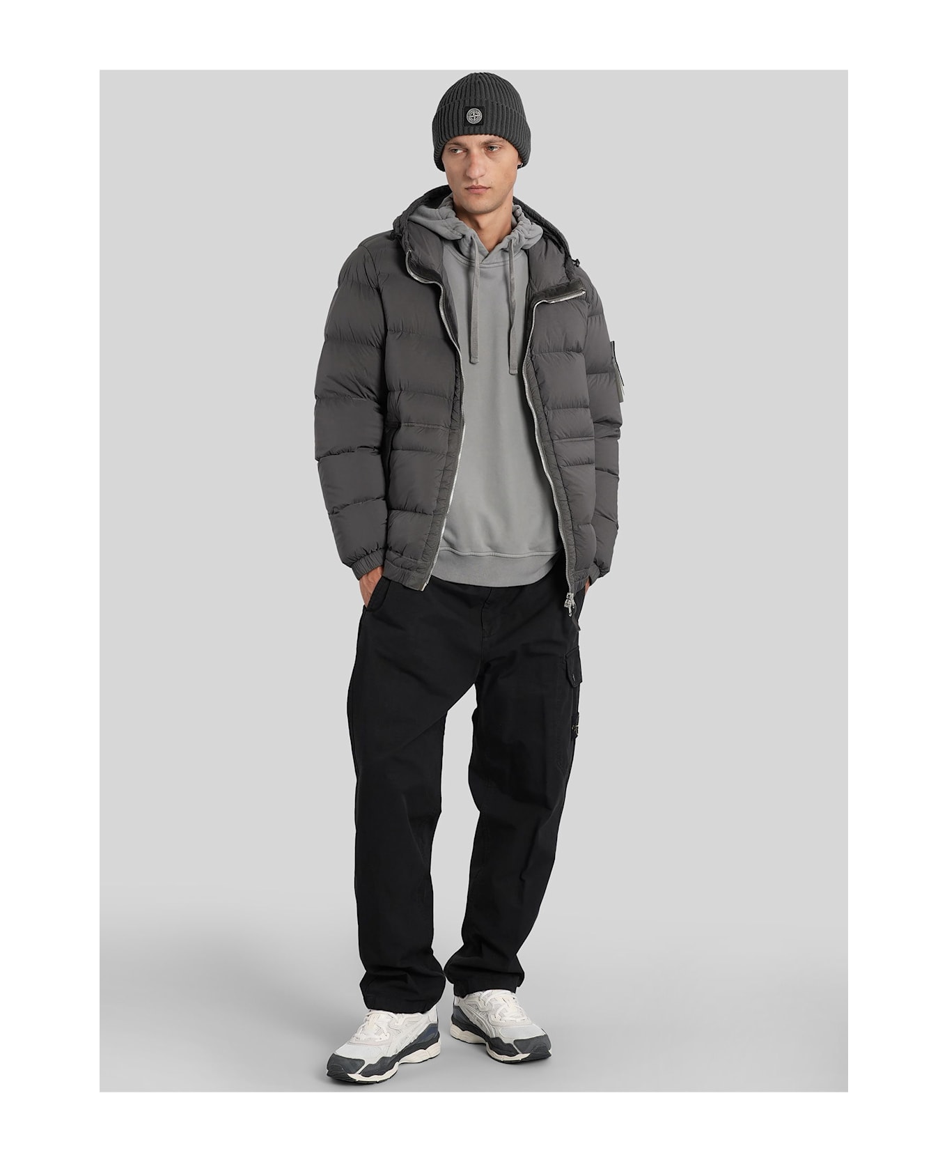 Stone Island Puffer In Grey Polyamide - grey