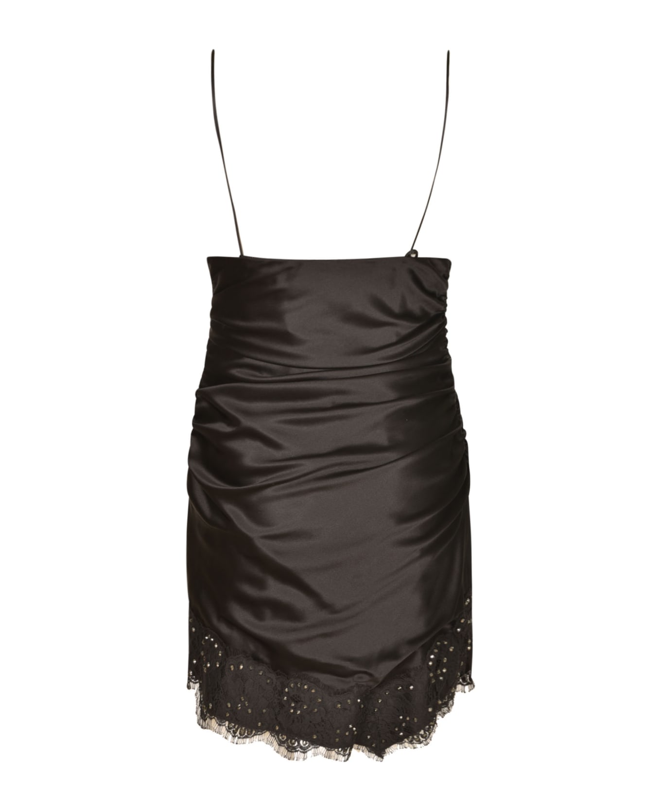 Alessandra Rich Lace & Hotfix Mini Dress - Black