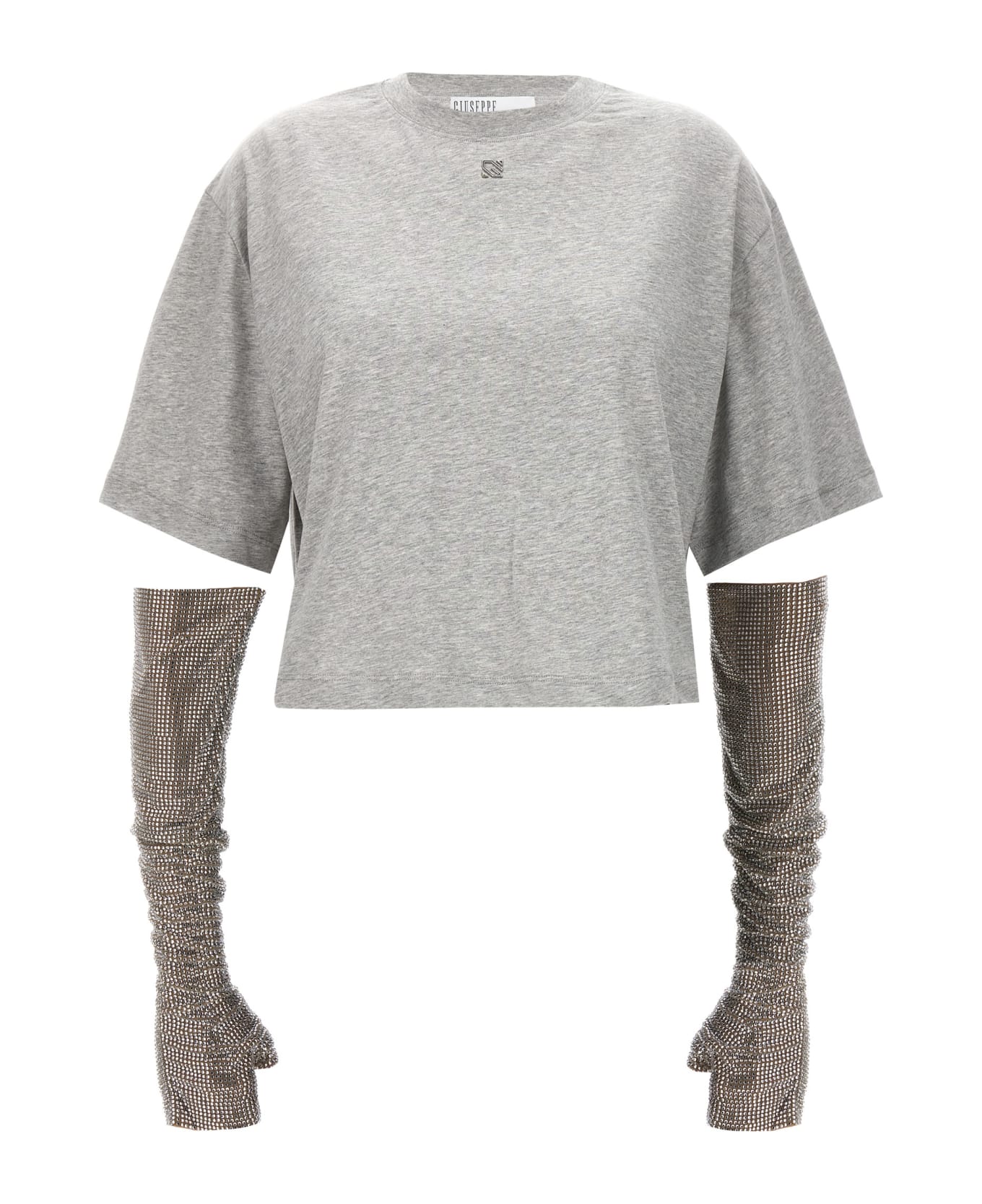 Giuseppe di Morabito Crystal Sleeves T-shirt - Gray