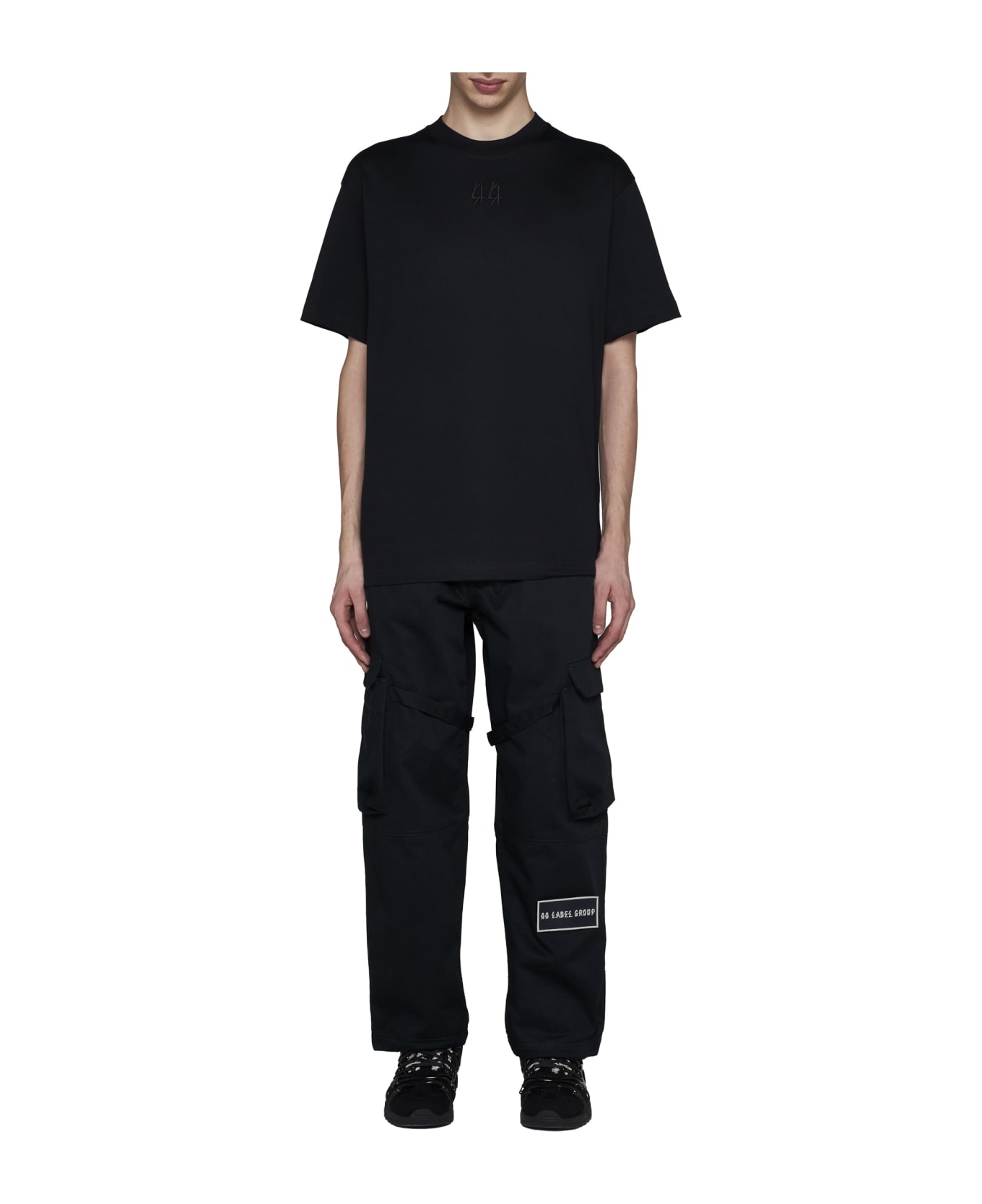 44 Label Group T-Shirt - Black+44 gaffer print シャツ