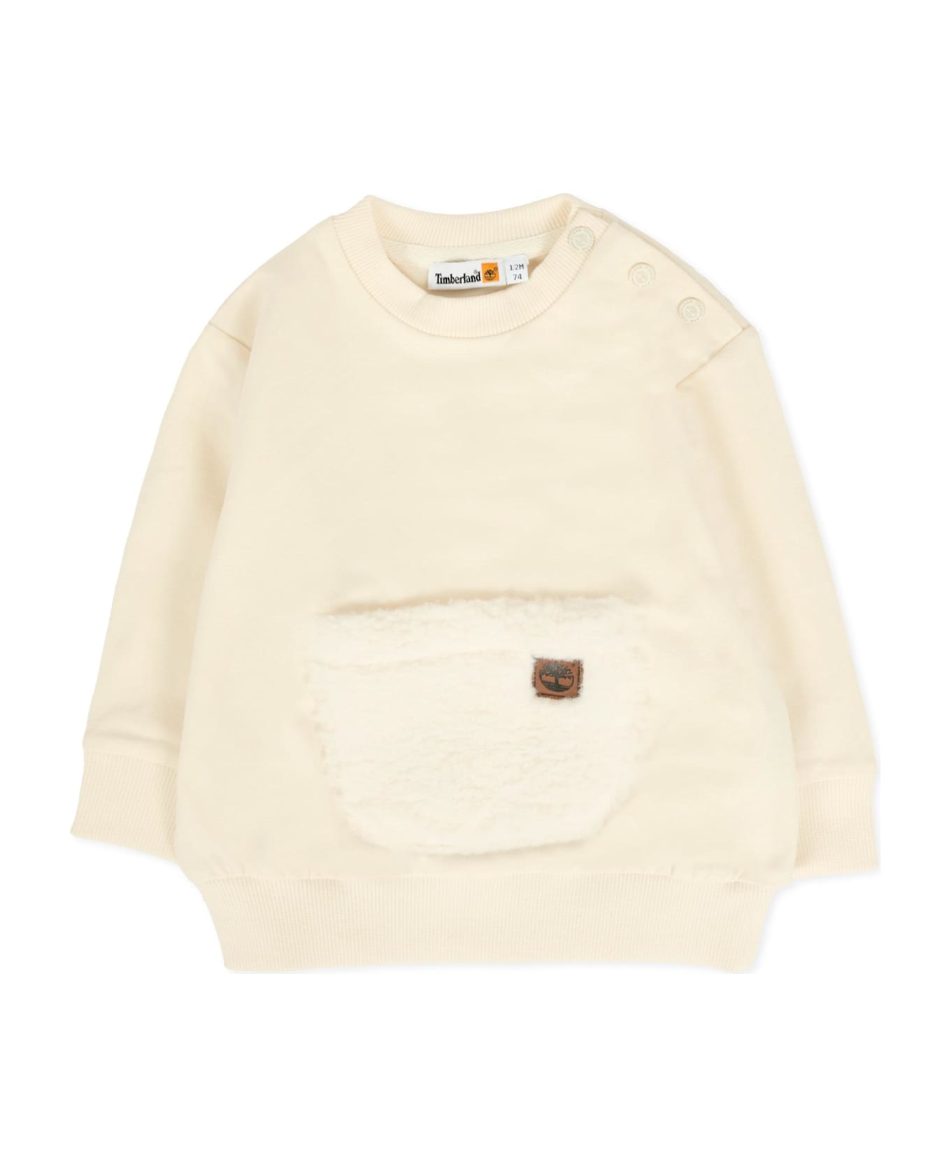 Timberland Ivory Sweatshirt For Baby Boy With Logo - Ivory