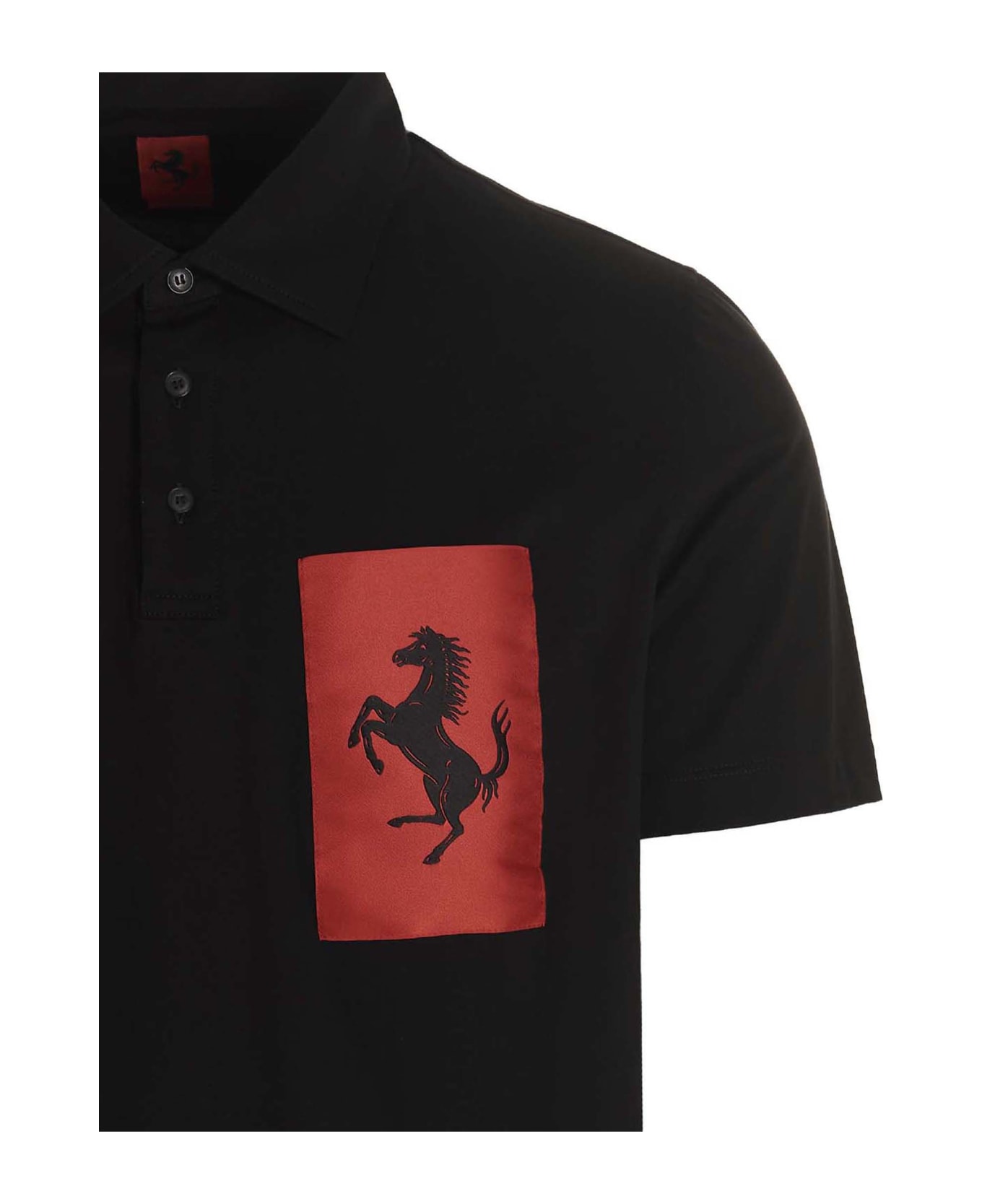 Ferrari 'label Pocket' Polo Shirt - Black  
