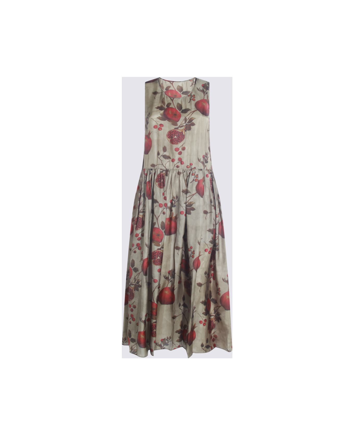 Uma Wang Red And Green Viscose Ardal Dress - MULTICOLOUR