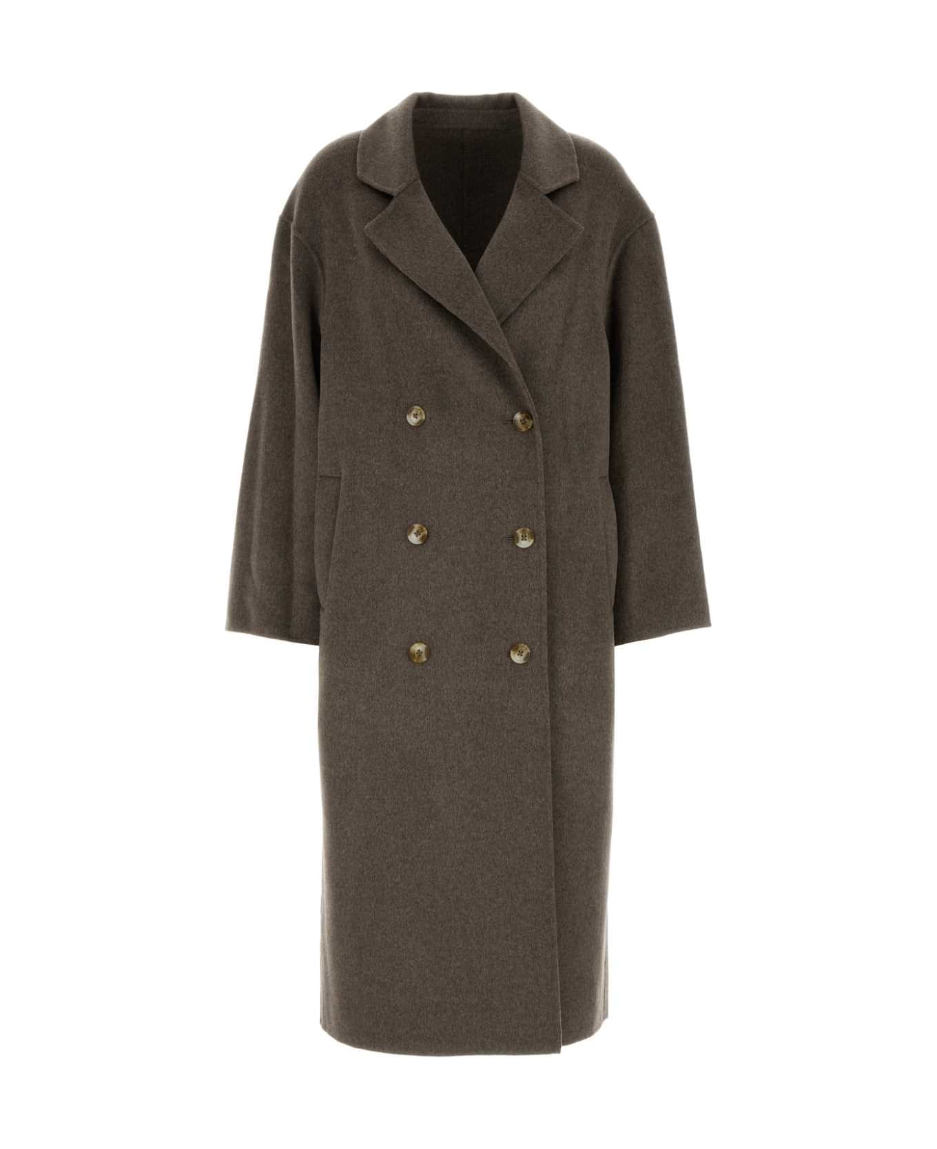 Loulou Studio Dove Grey Wool Blend Borneo Coat - NUDE