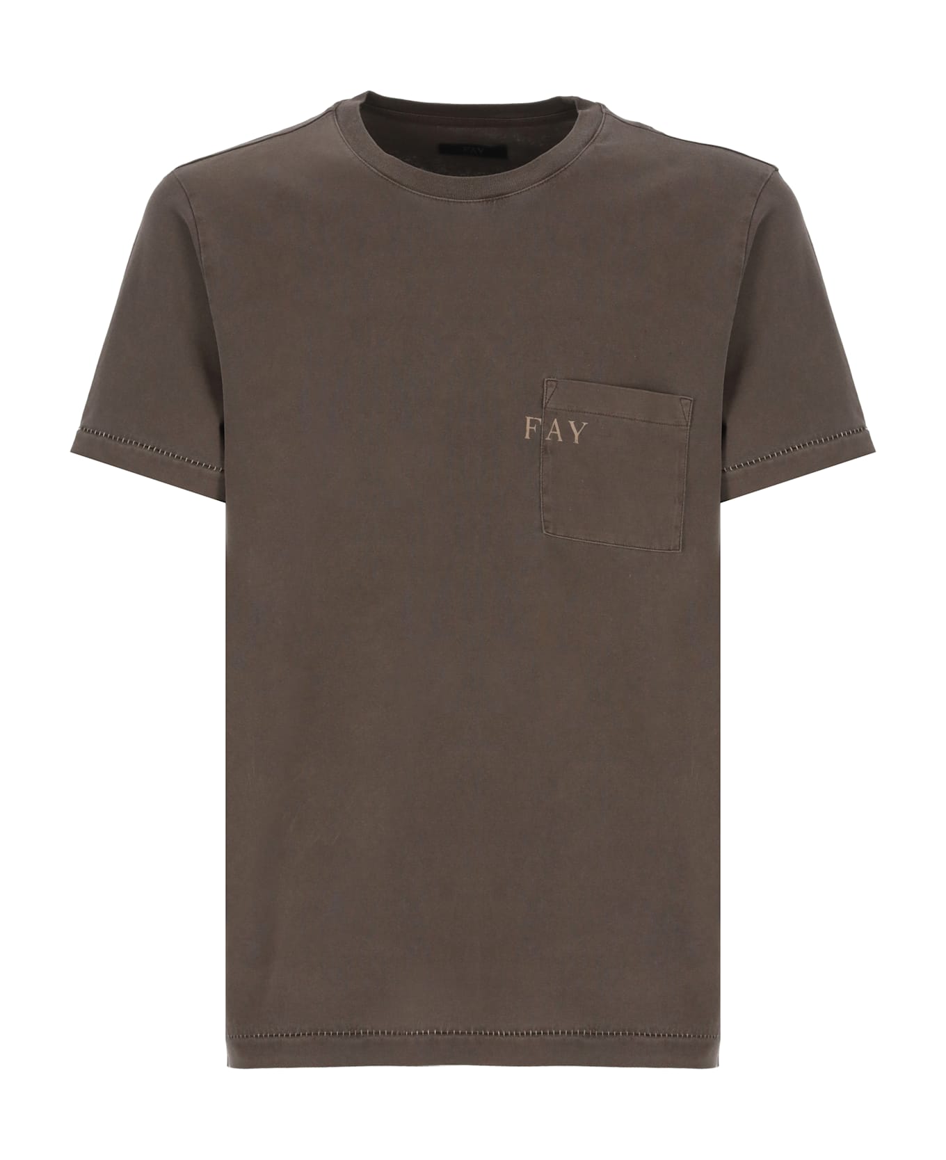 Fay T-shirt With Logo - Brown