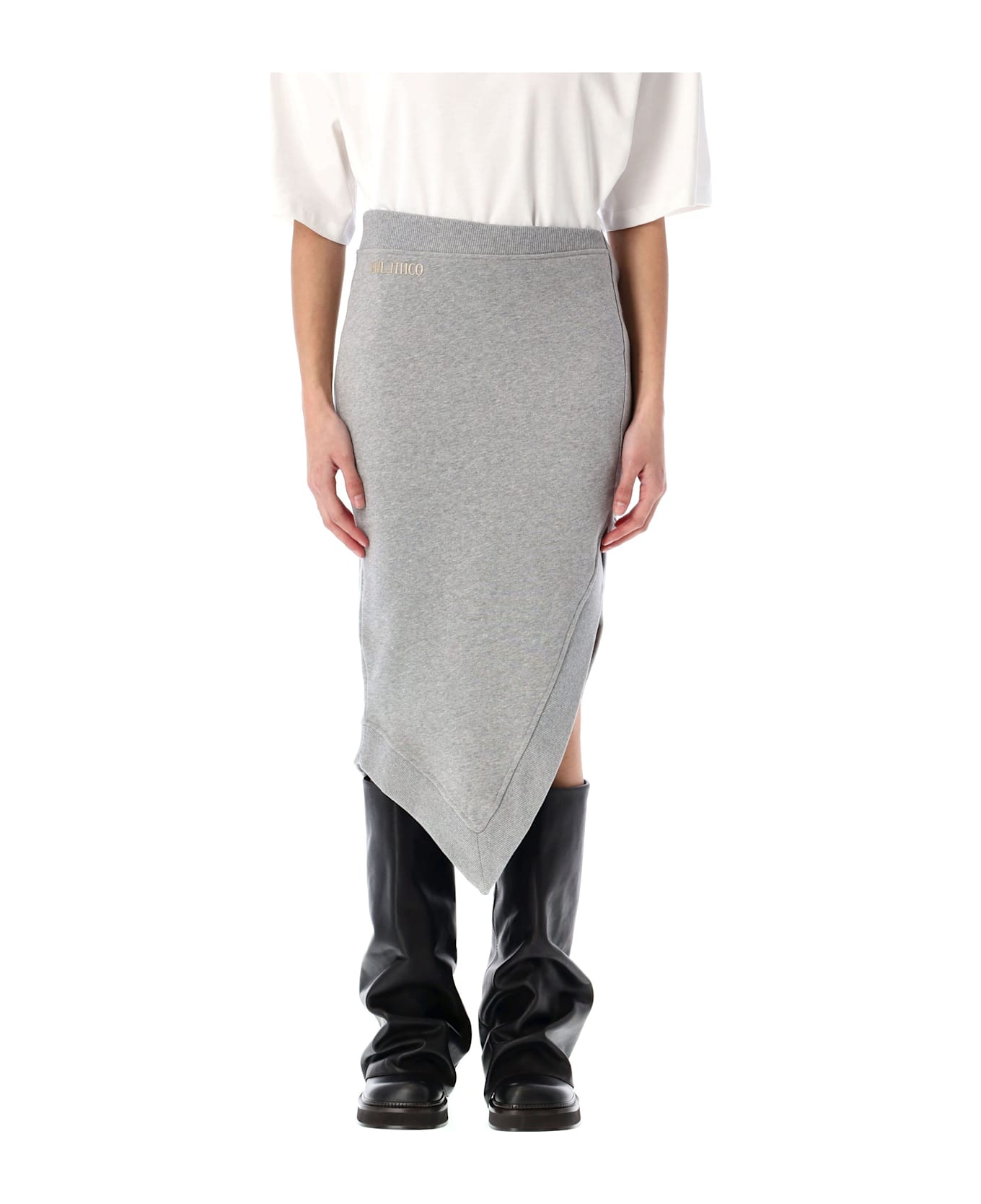 The Attico Fleece Midi Skirt - GREY MELANGE
