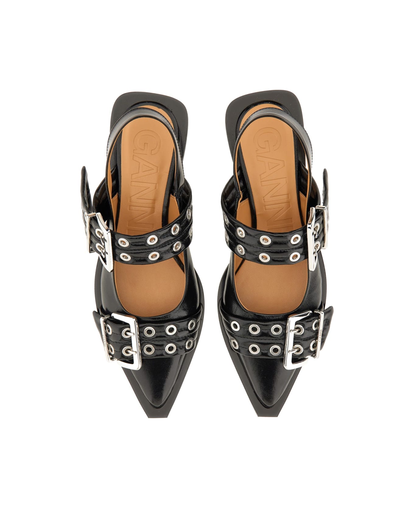 Ganni Ballerina With Buckle - BLACK