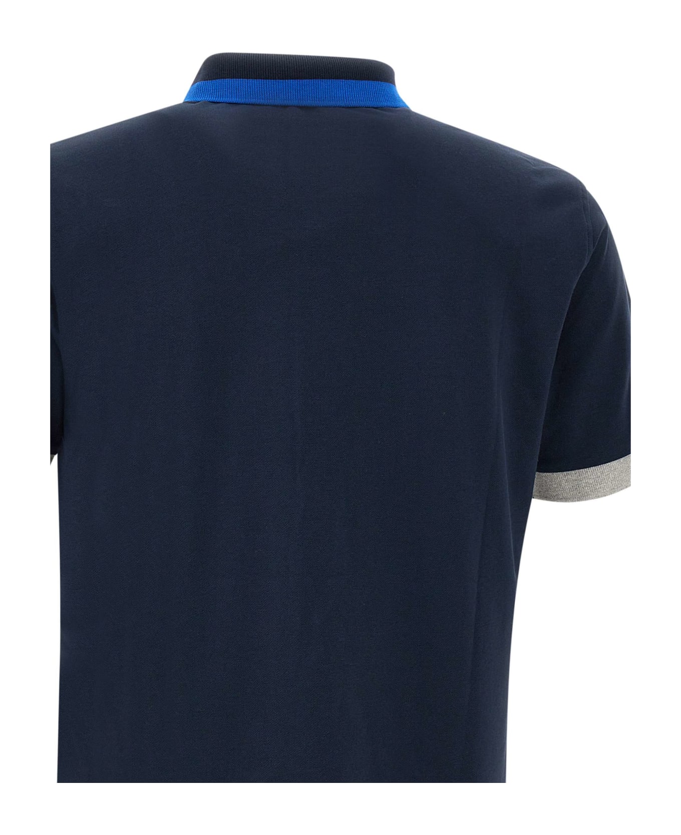 Sun 68 "big Stripe" Cotton Polo Shirt - BLUE